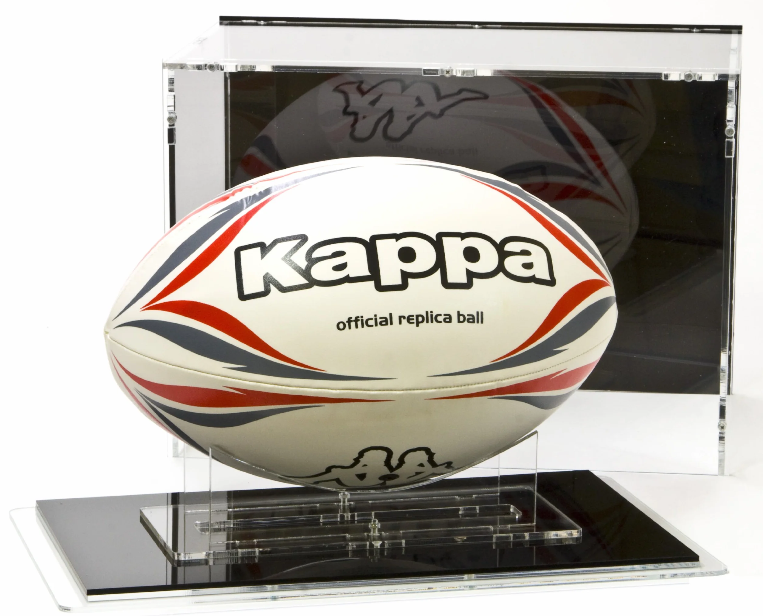 Sora Vitrine de Ballon de Rugby Taille 5 avec Base Noire et Panneau Arrière Noir