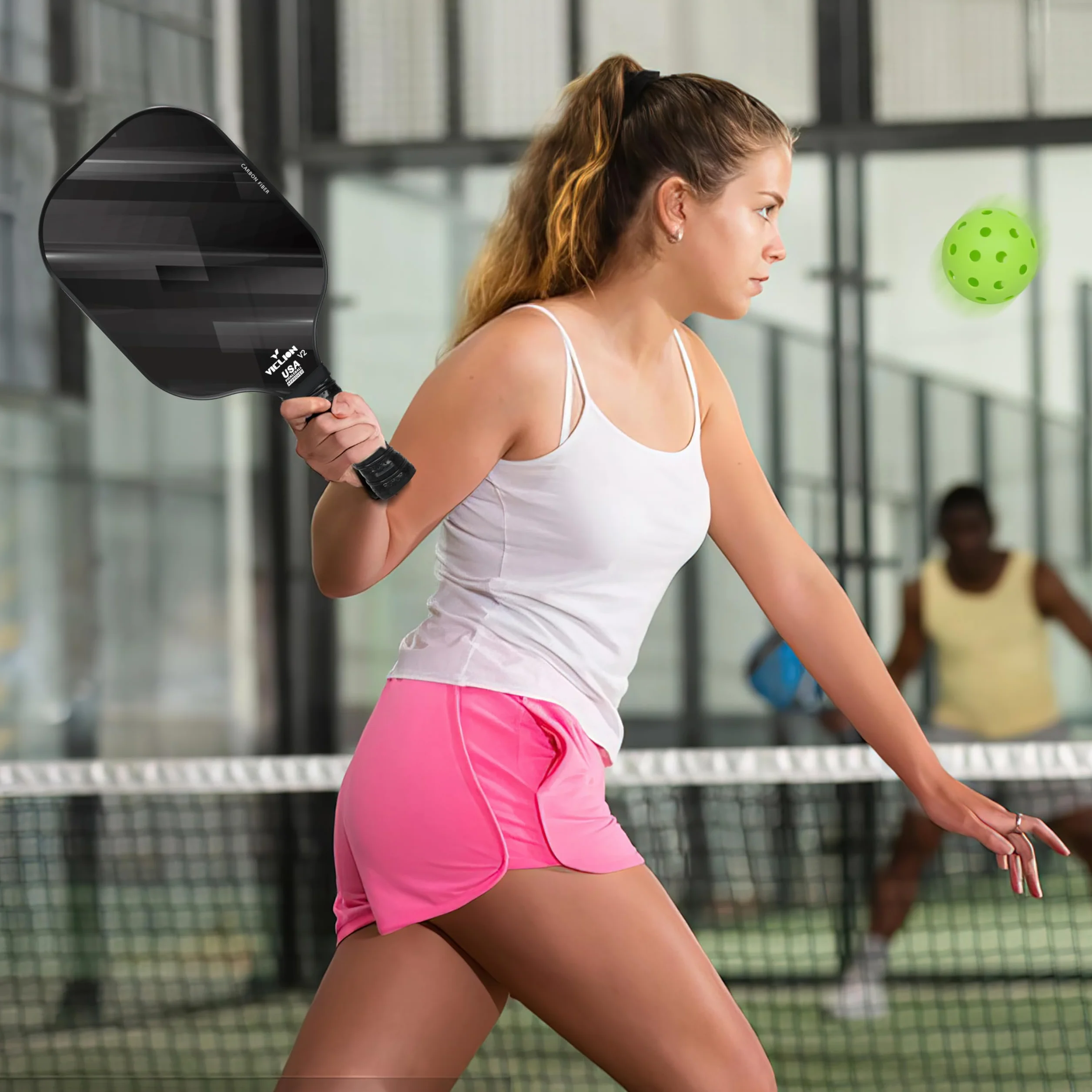 USAPA-zertifiziertes Carbon Fiber Pickleball Set 2 Paddel, 4 Bälle & Tasche, leichtes Einsteiger Set