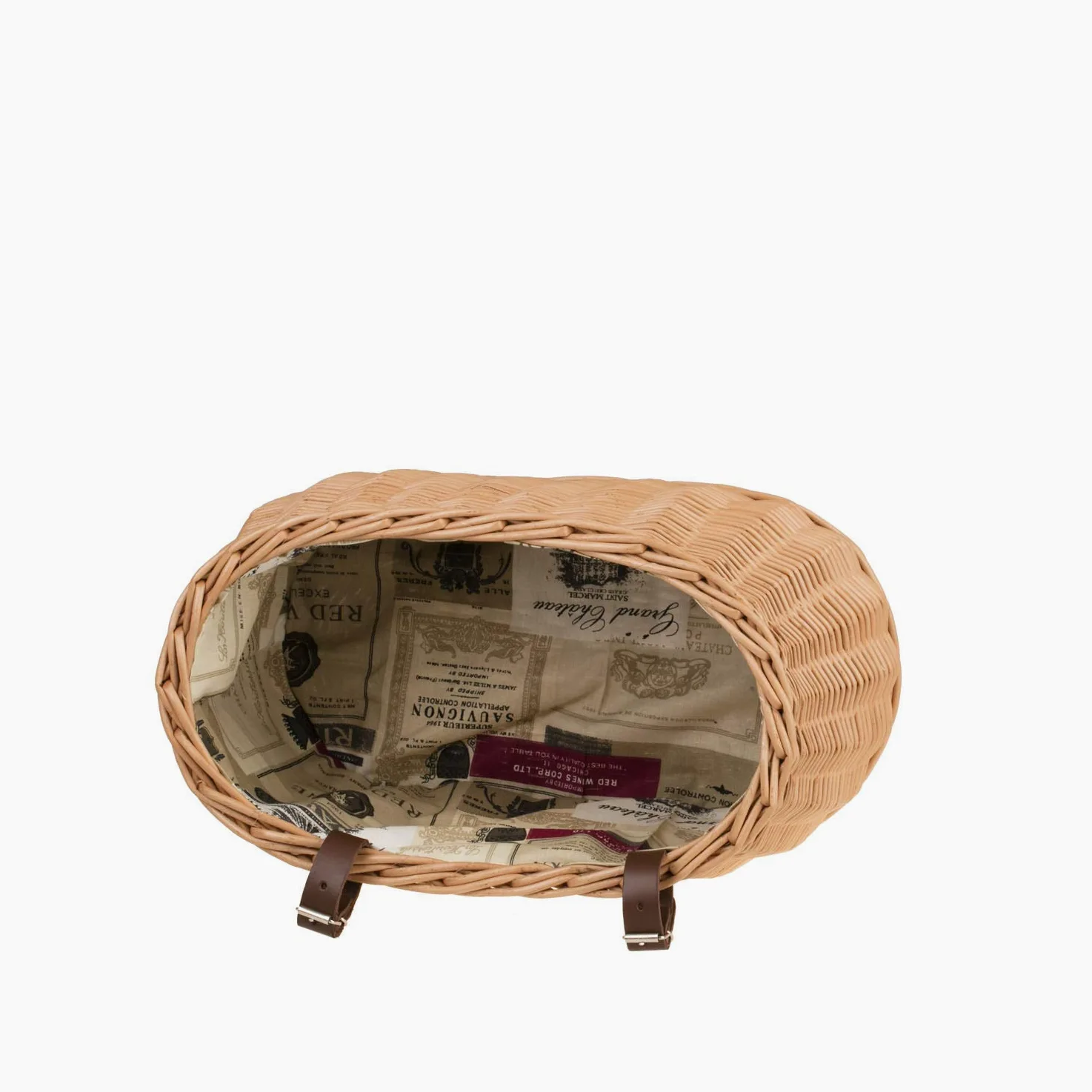 Panier,Basket,Panier de Guidon de vélo en Osier avec Deux Sangles en Cuir (Naturel)