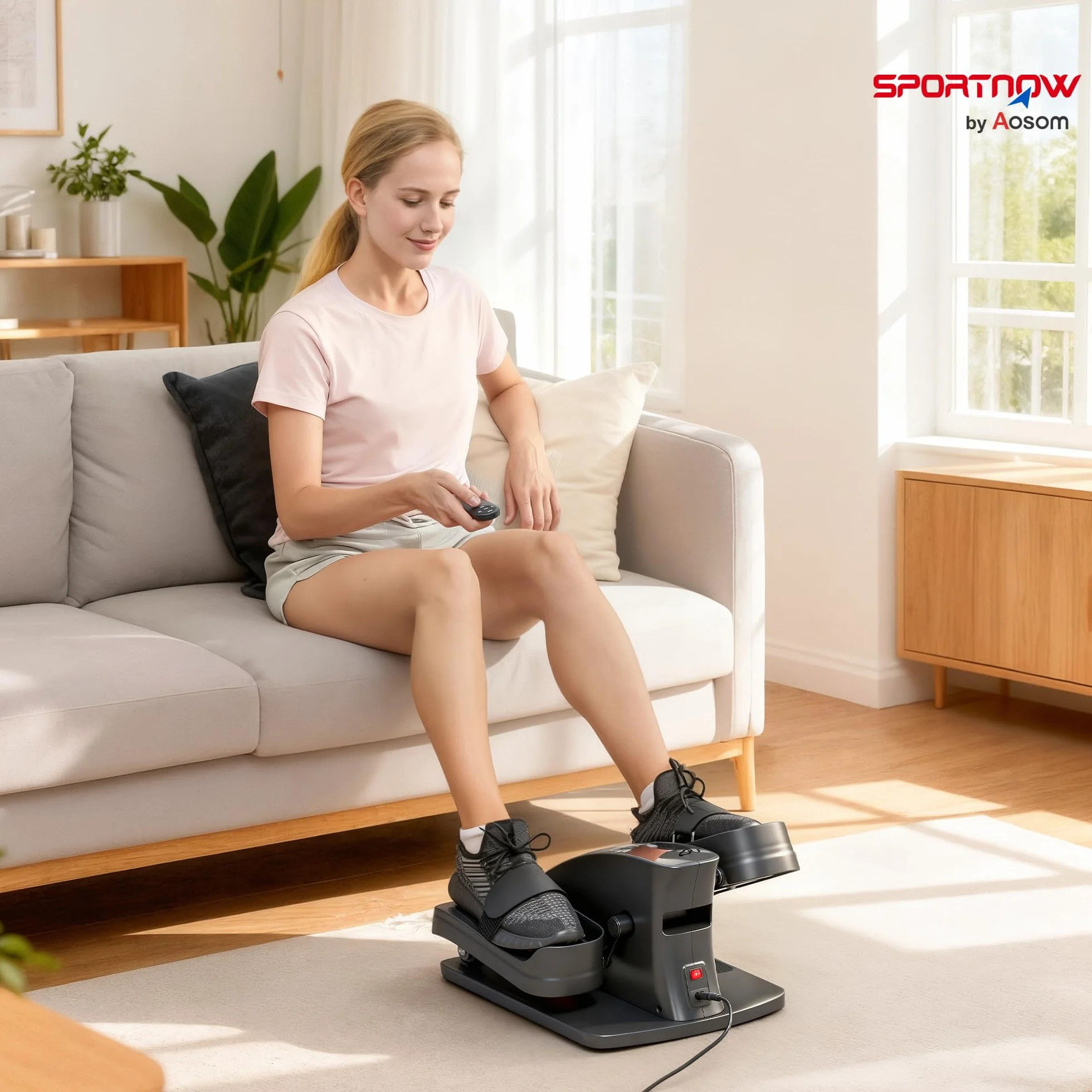 SPORTNOW Mini vélo elliptique électrique avec télécommande Écran LED 12 Vitesses Antidérapant Silencieux Portable