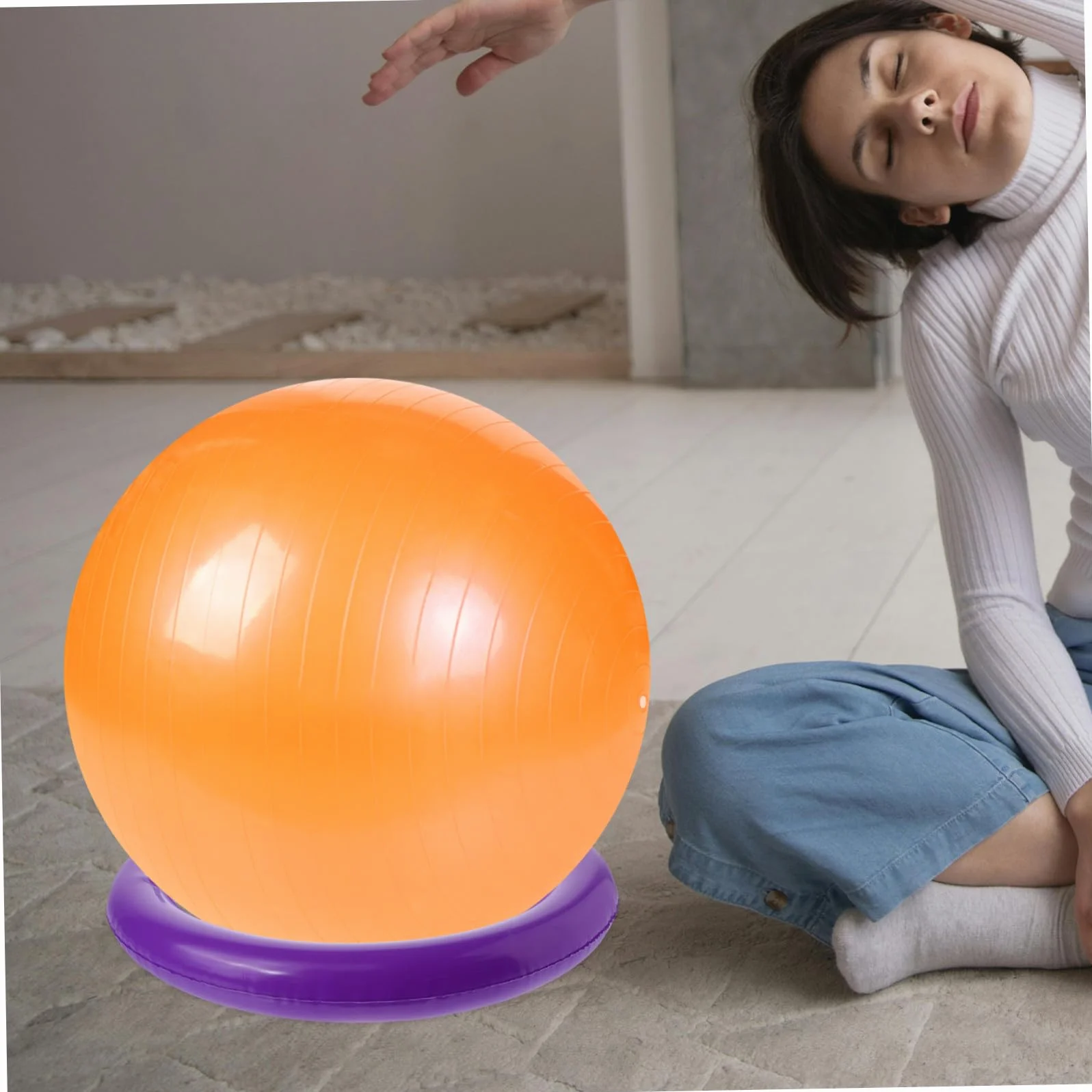 UPKOCH Base de Balle de Yoga Stable avec Anneau Fixe Antidérapant pour Ballon Gym Support Portable