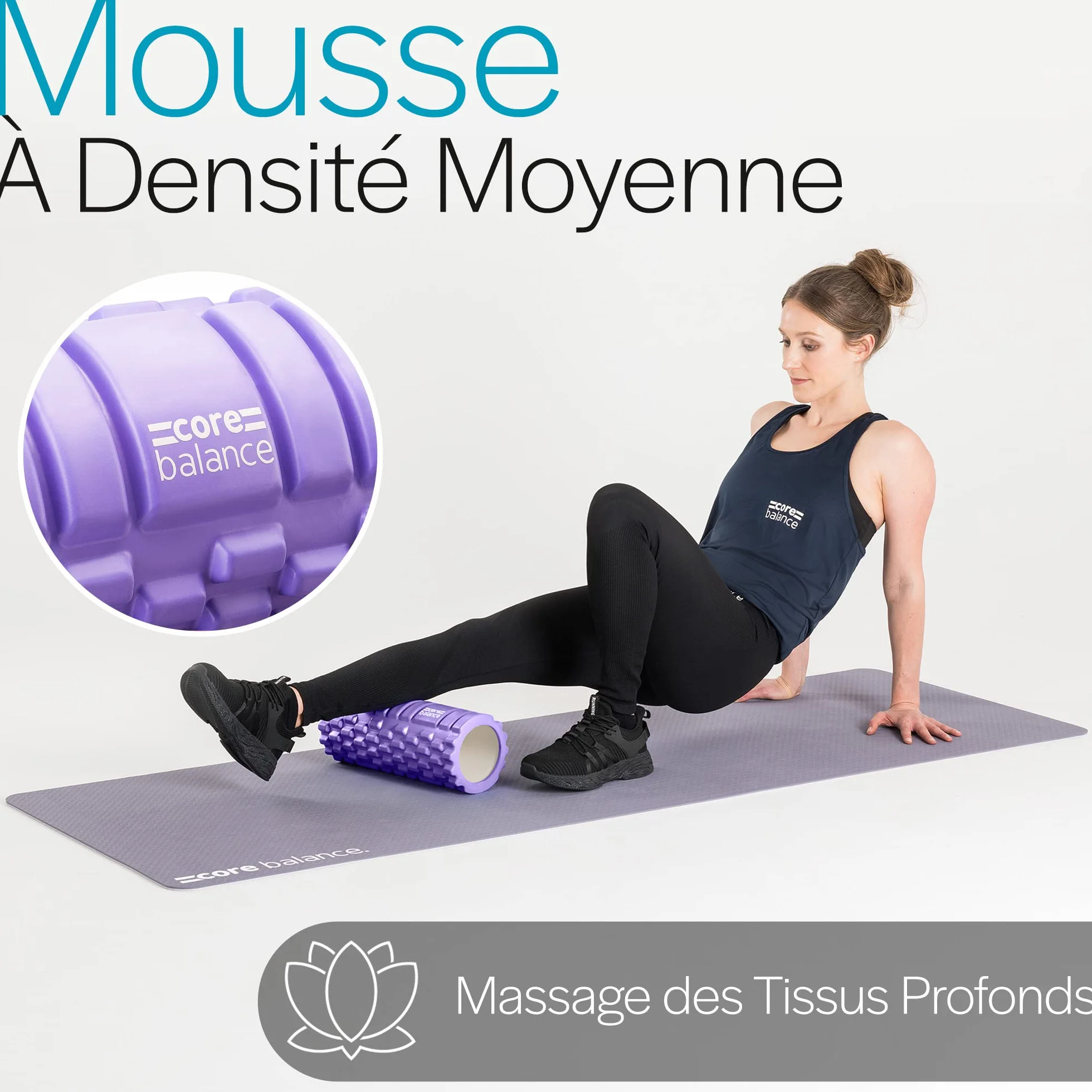 Core Balance Rouleau de Massage à Picots pour Massage Profond des Muscles - Foam Roller de Fitness