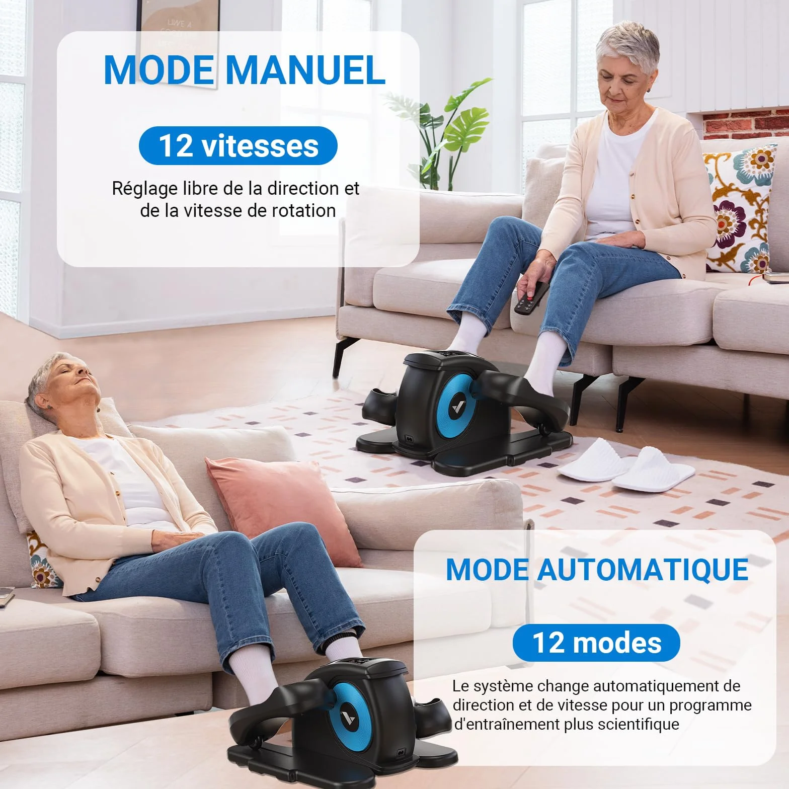 MERACH Mini Vélo Elliptique Électrique avec Télécommande et Écran LCD, Silencieux et Portable pour Maison