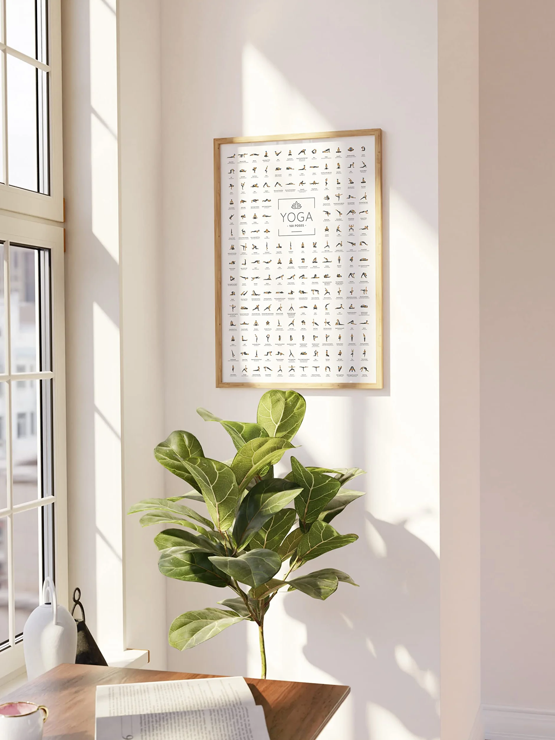 Poster de Yoga DIN A2 168 postures et asanas, accessoires de yoga pour studios et domicile JUNOMI