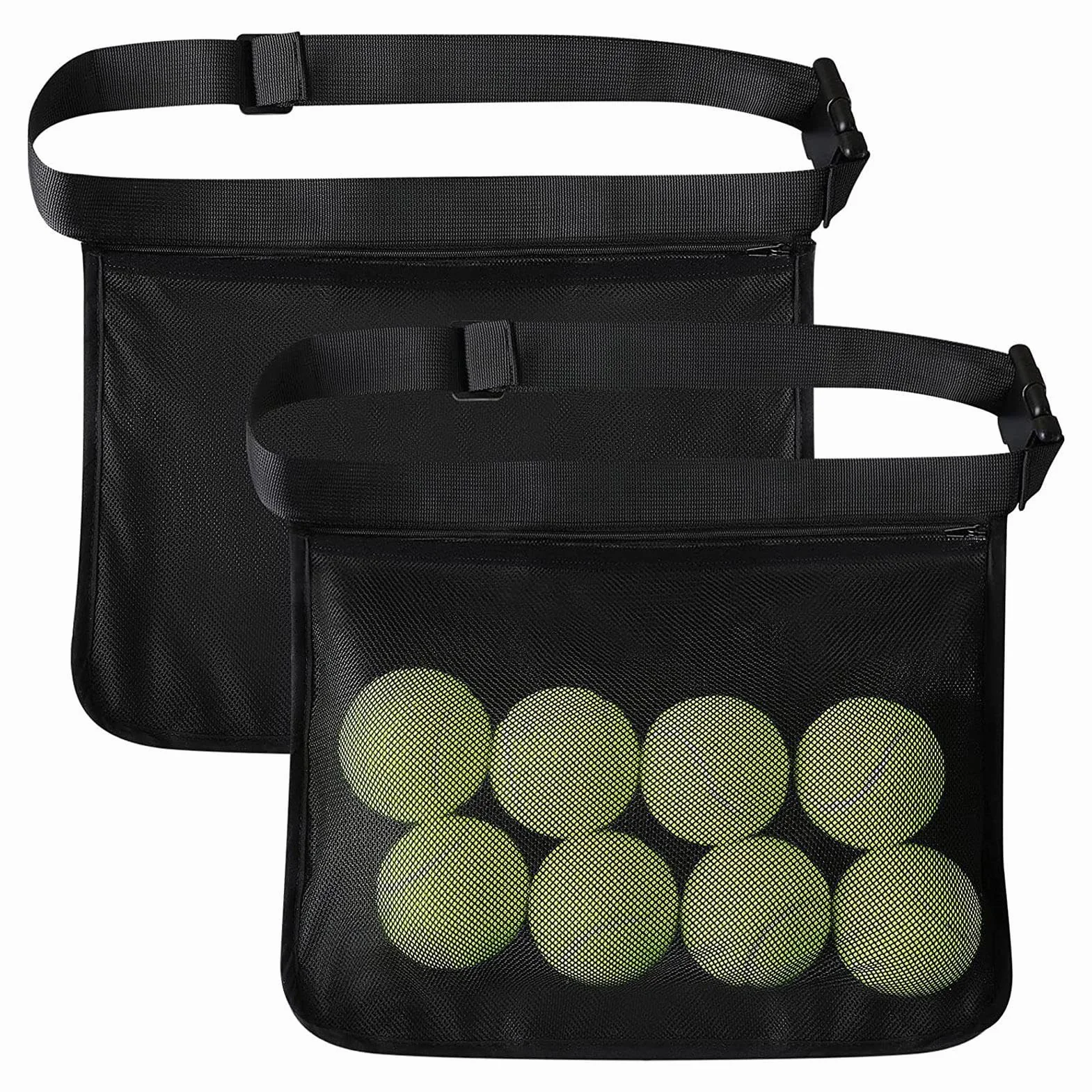 Sac Porte-Balle de Tennis, Sac de Transport pour Balle de Tennis - Support de Taille pour Porte-Balle de Tennis - Sac de Balle de Hanche de Taille en Maille réglable, Poche de Rangement de