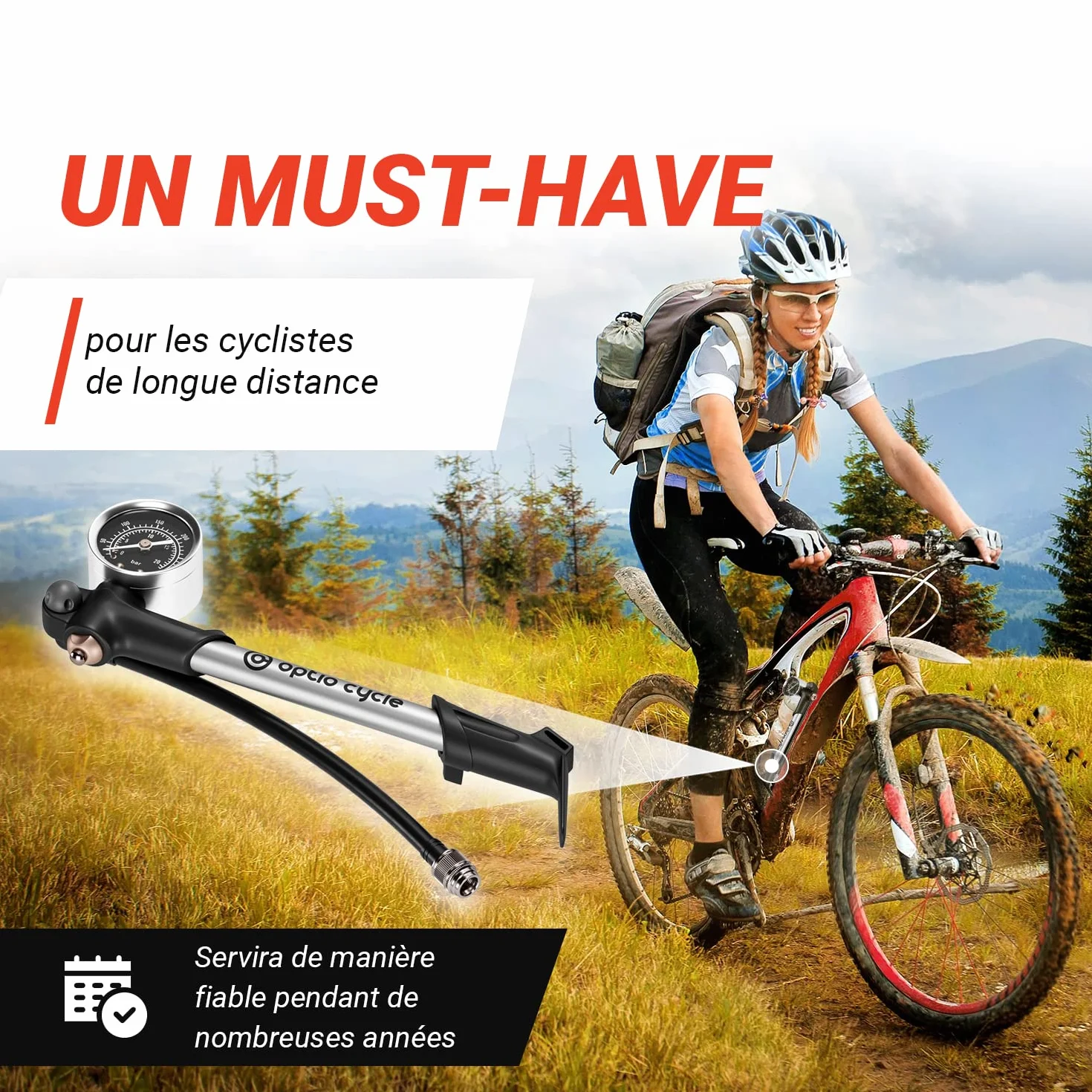 Pompe Haute Pression VTT avec Manomètre pour Suspension Fourche Compatible Fox RockShox Manitou