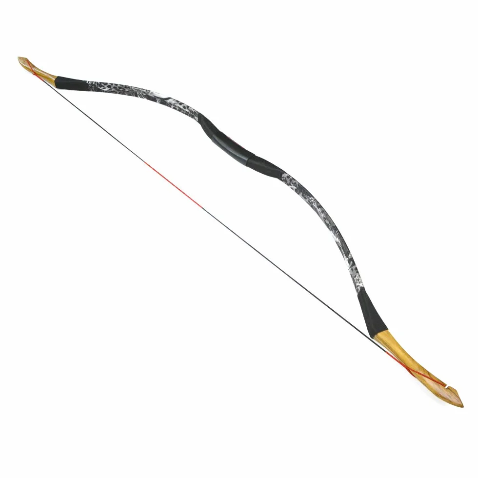 Arc Longbow Traditionnel en Bois et Cuir 25-40 lbs Tir à l'Arc