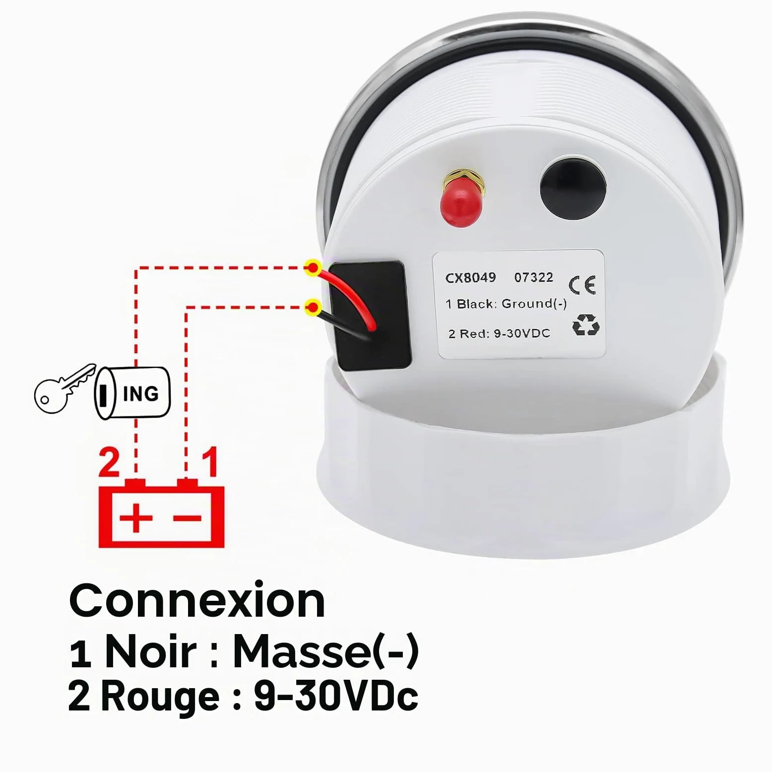 Compteur de vitesse et compteur de vitesse GPS numérique 85 mm avec compteur kilométrique, étanche IP67 pour voiture, bateau, yacht - 12 V/24 V