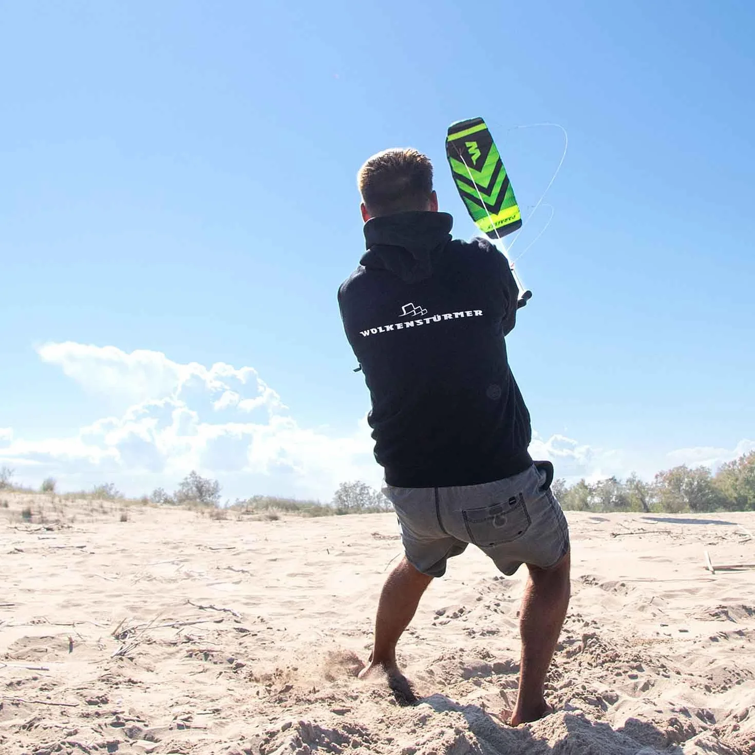 Wolkenstürmer Paraflex Trainer 3.1 Jaune Fluo Aile de Kitesurf 3 Lignes Cerf-Volant
