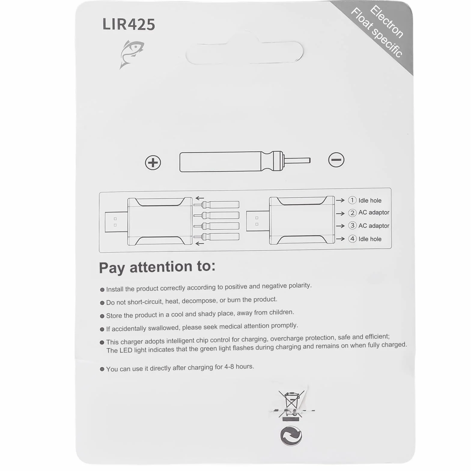 Lot de 9 piles CR425 compatibles avec les flotteurs LED - Rechargeables - Pour cloches d'alarme de pêche et flotteurs de pêche - Avec chargeur et batteries