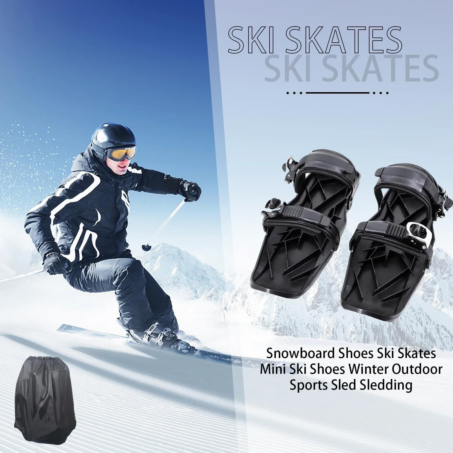 1 paire de raquettes à neige pour homme et enfant, légères, antidérapantes, réglables, avec sac à chaussures, boucle en acier inoxydable, outil de sport d'hiver pour parcs de neige, montagnes, neige