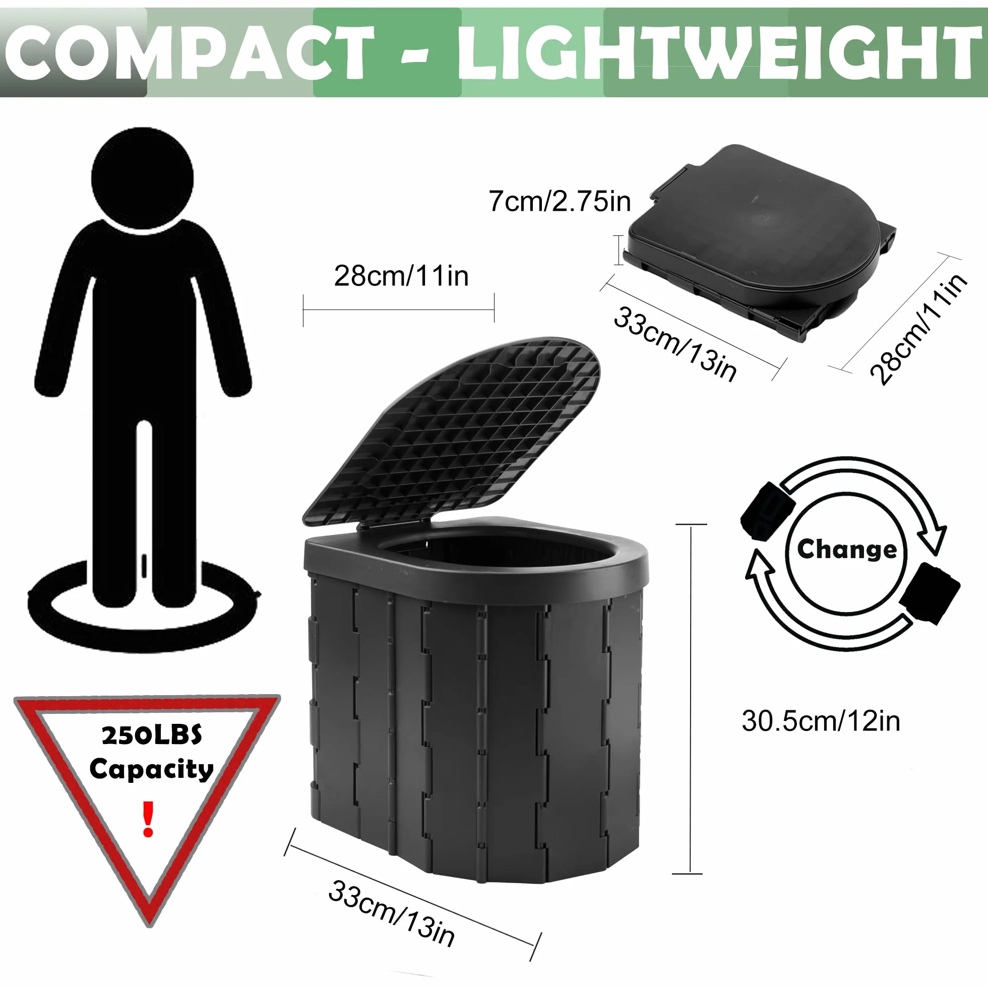 KINSPORY Toilette Portable Camping Urinoir Unisexe pour Voiture Seau Hygiénique