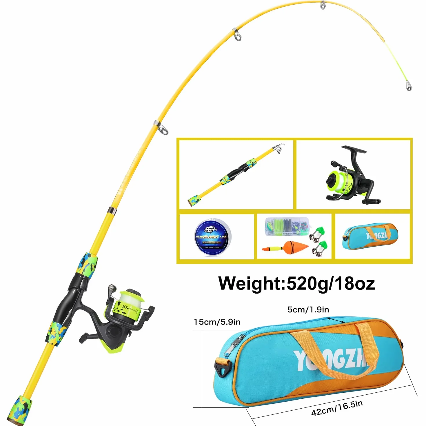 Sougayilang Canne à pêche télescopique pour Enfants avec Moulinet et Leurres