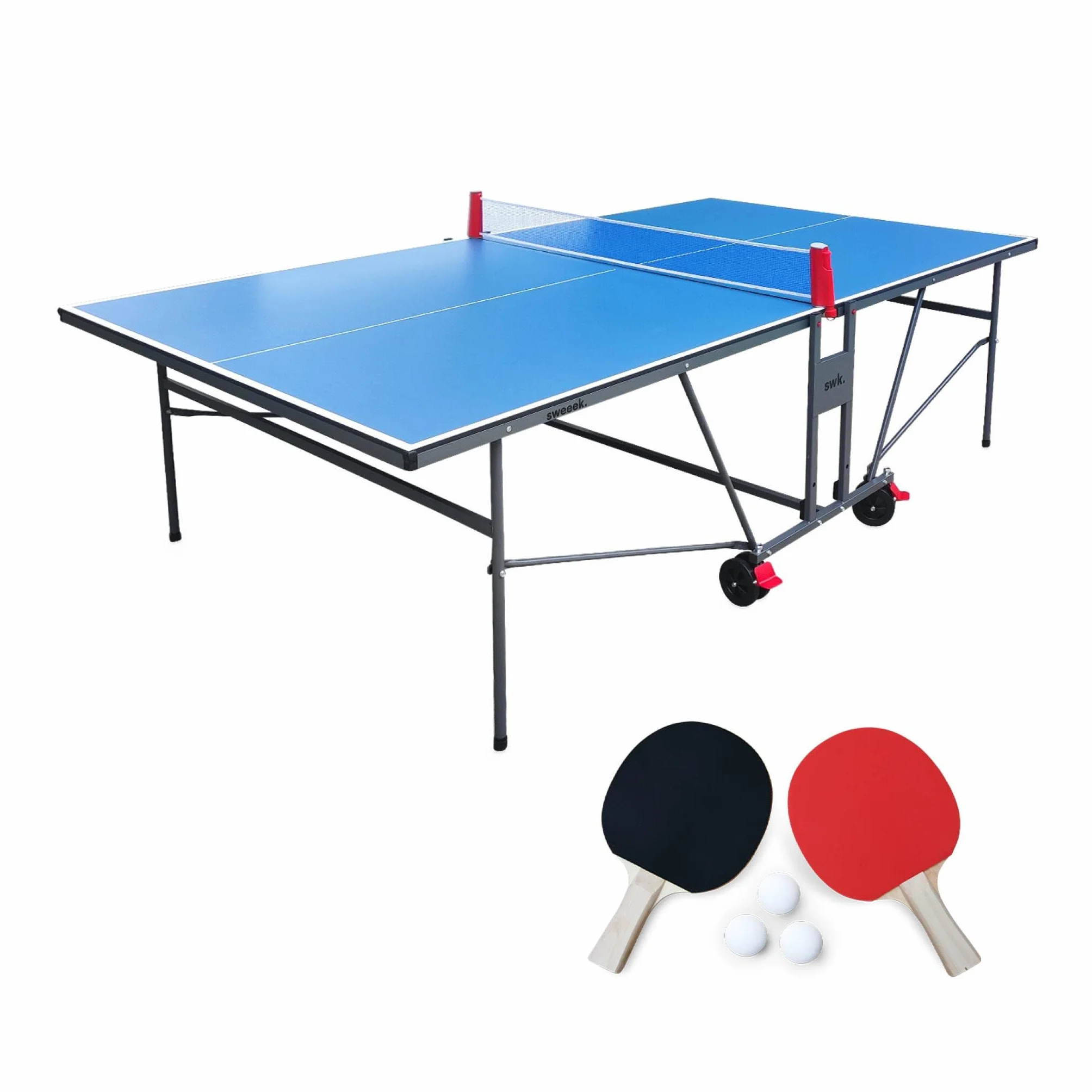Alice's Garden - Table de ping Pong Indoor Bleue - Table Pliable avec 2 Raquettes et 3 balles. pour Utilisation intérieure. Sport Tennis de Table