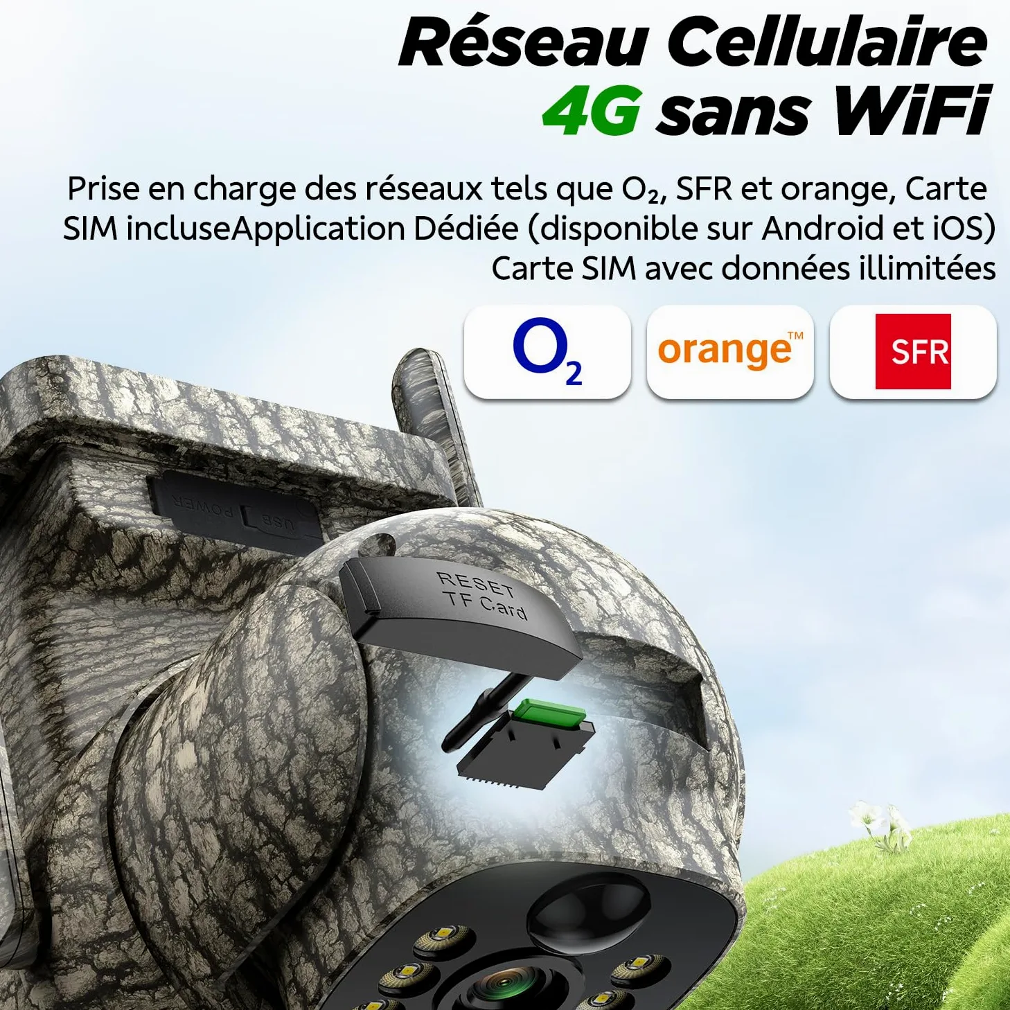 VOOPEAK Caméra de Chasse 4G LTE Solaire connectée, 2.5K, 355°/90°, IP66 | Avec vision nocturne, détecteur de mouvement PIR, vue en direct via l’application et accès à distance pour les passages de gi