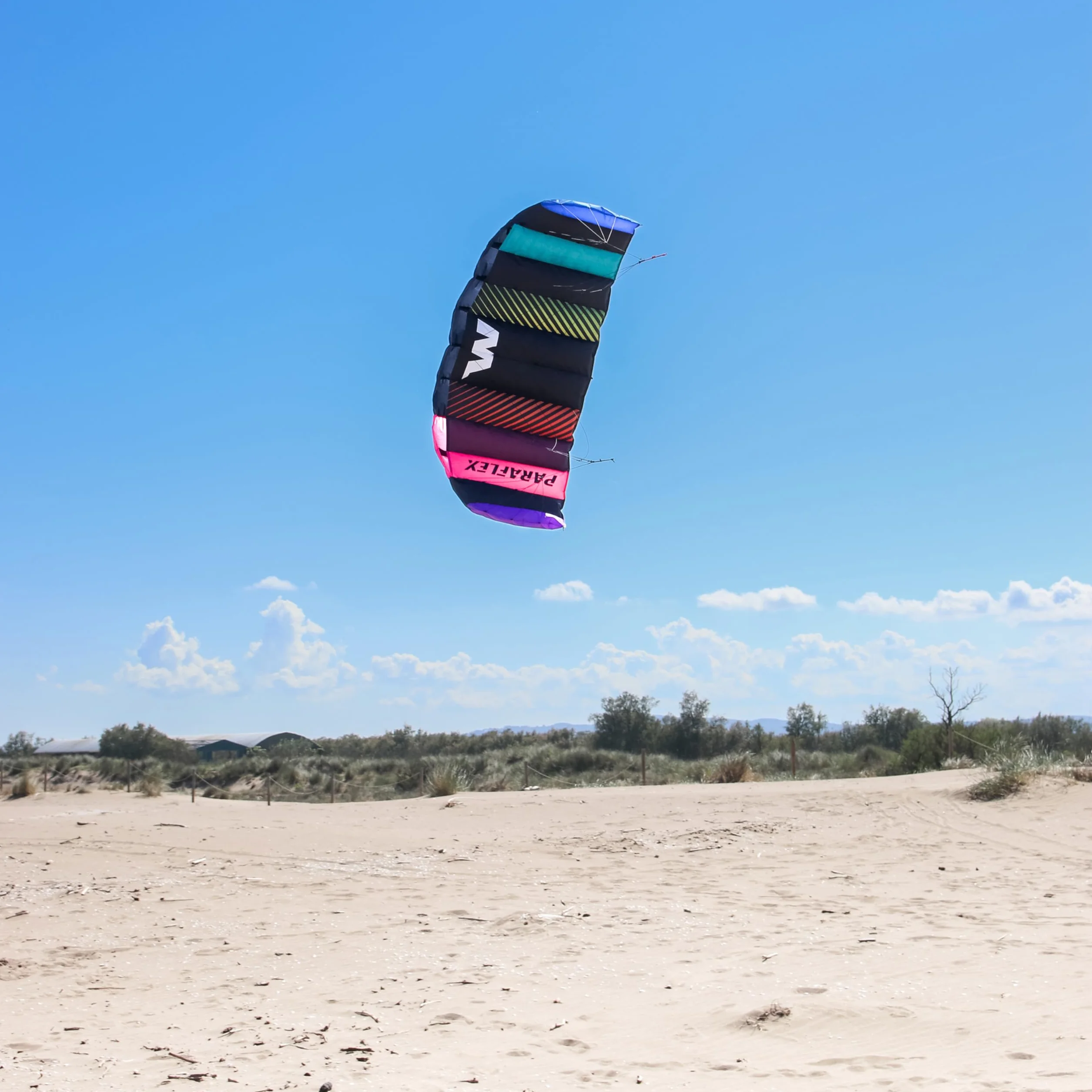 Cerf-Volant Wolkenstürmer Paraflex SE 1.5 150 cm Dyneema 75 kg 2 Lignes Noir Arc-en-Ciel Dès 14 Ans