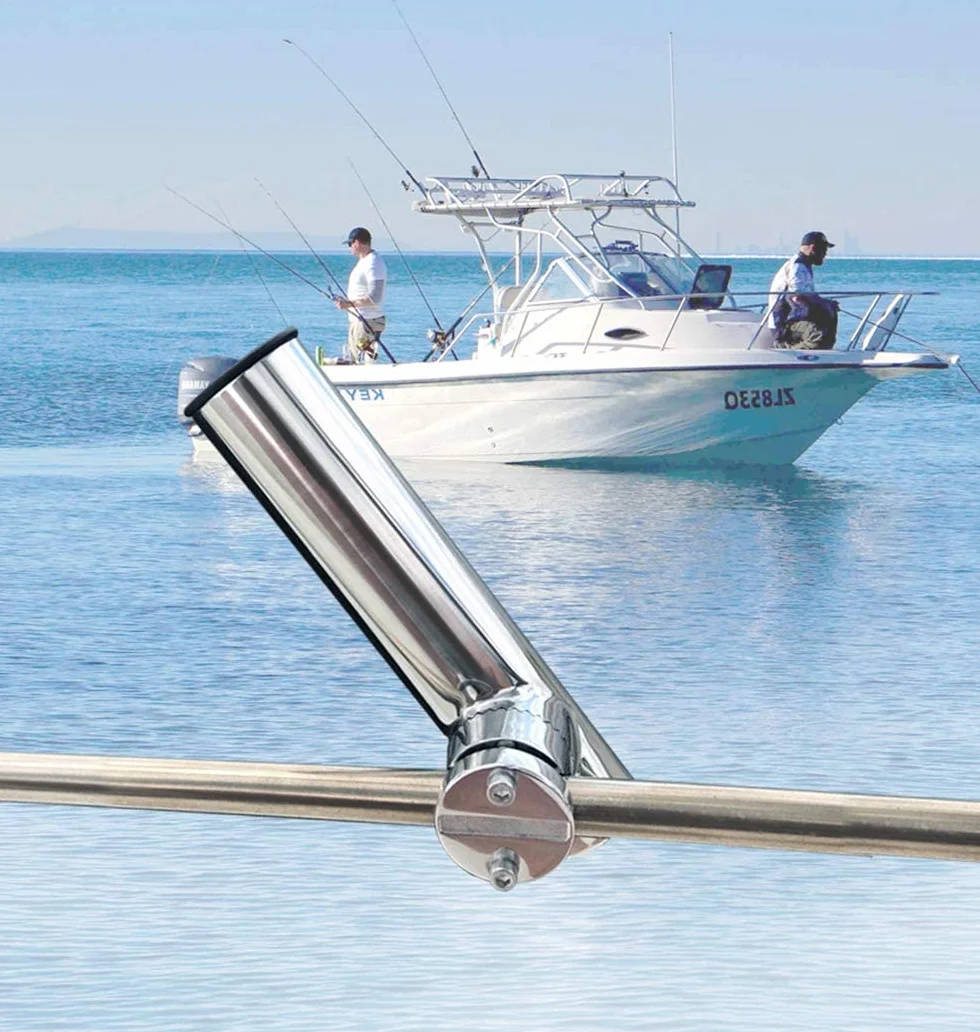 Lot de 2 Supports de Canne à Pêche en Acier Inoxydable pour Rails 18-26mm