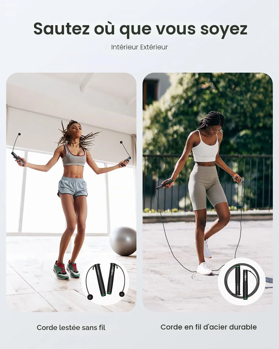 RENPHO Corde à Sauter Intelligente sans Fil Réglable avec Compteur, Fitness Homme Femmes Enfants