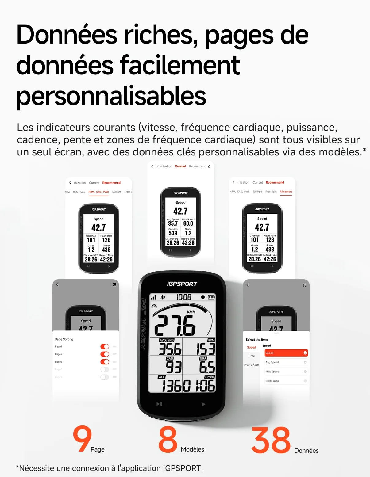 iGPSPORT BSC100MAX Compteur Velo sans Fil et CAD70 Capteur de Cadence