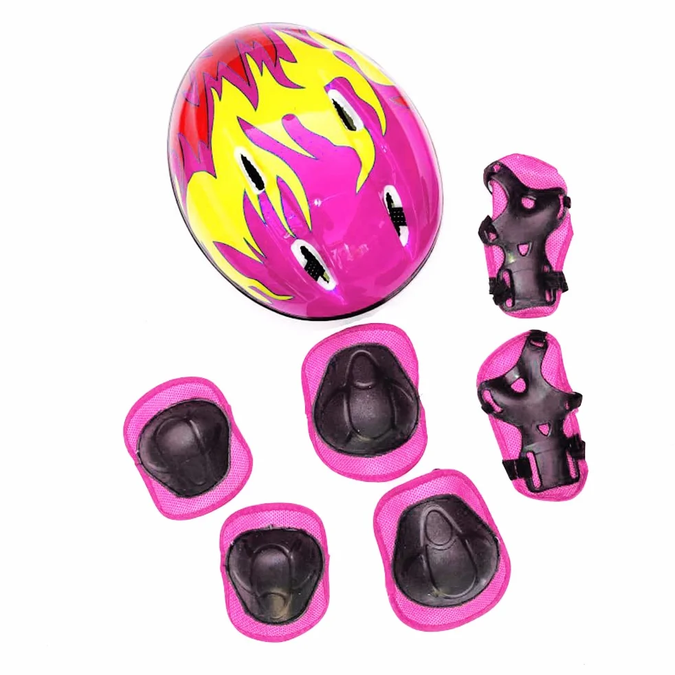 Ensemble de Protection Enfant Casque Genouillères Coudières Protège-poignets Réglable 7 Pièces