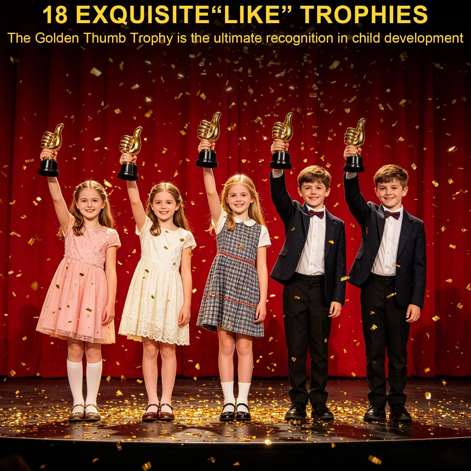 Lot de 18 trophées dorées en plastique, mini sculpture pour doigts, récompenses pour fête sportive, gagnant, fête, anniversaire