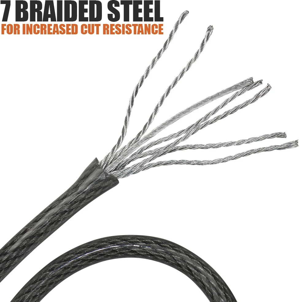 BV 9,1 m câble de sécurité en Acier avec Boucles, Flex câble, câble de Verrouillage 3/20,3 cm, pour Un Antivol et Cadenas (Lot de 2)