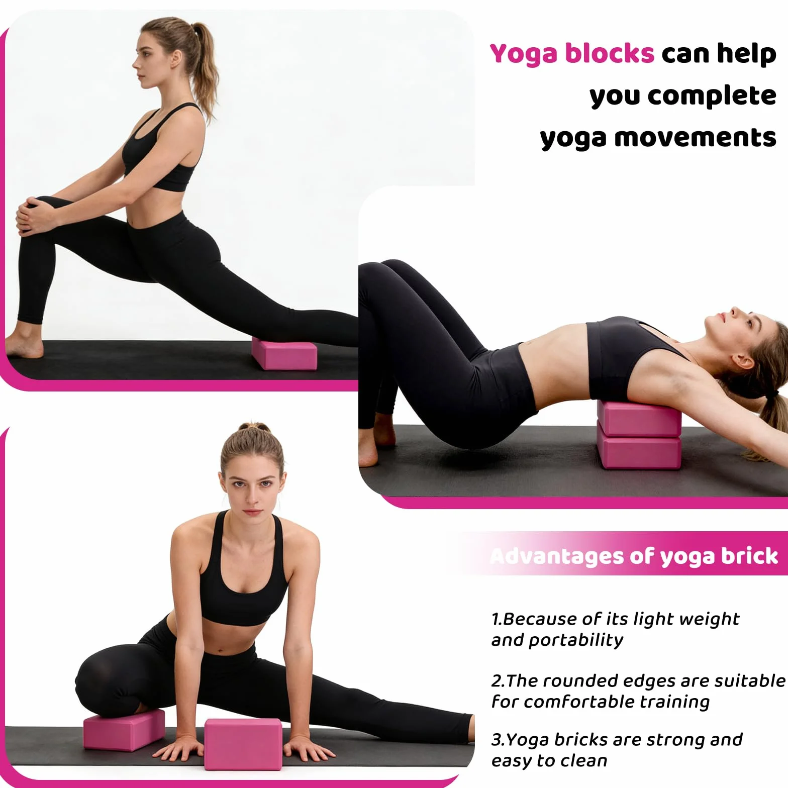 Blocs de yoga en mousse EVA haute densité antidérapante, lot de 2 pour yoga, pilates, méditation