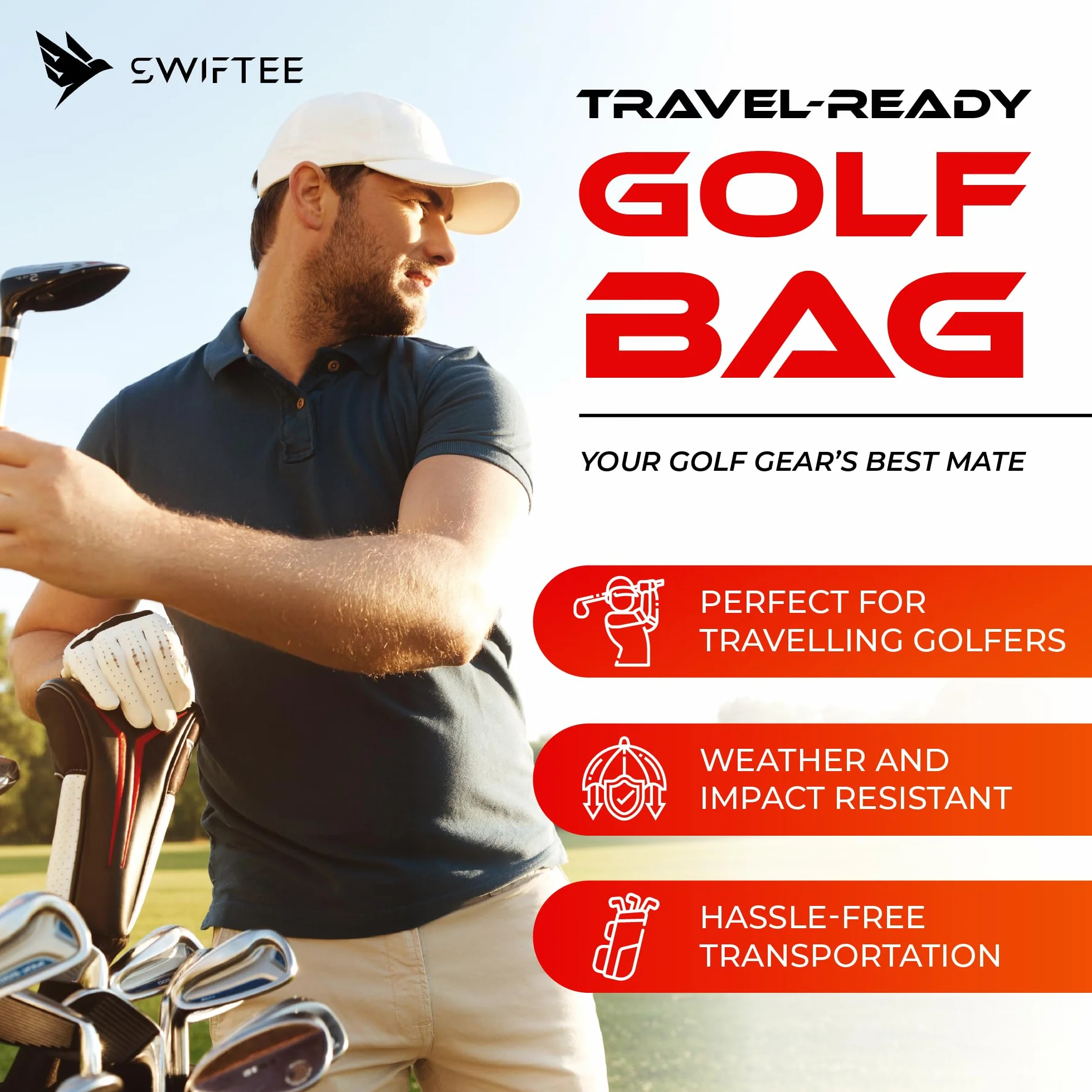 SWIFTEE Sac de voyage golf rembourré Tissu Oxford 900D imperméable résistant usure poches larges