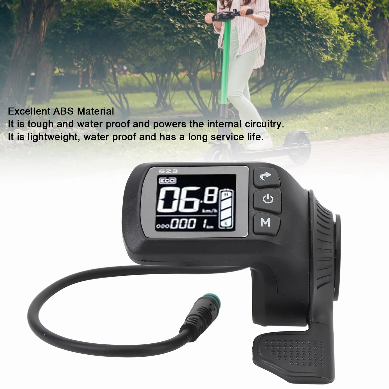 Dilwe Écran LCD de Cycle électrique, Panneau D'affichage LCD étanche 2 en 1 avec Connecteur à 5 Broches, Compteur D'affichage LCD de Cyclisme avec visibilité Claire