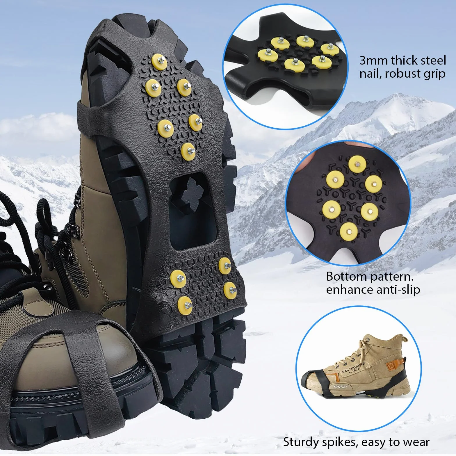 Crampons Neige Poids Léger Protection pour Marche Randonnée Hiver Alpinisme