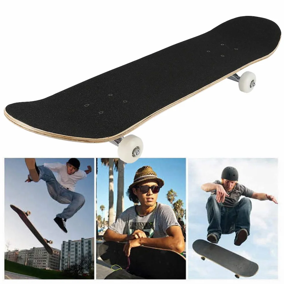 Skateboard Complet Double Kick Maple Deck Concave Cruiser pour Enfants Adolescents Adultes Débutants avec Outil en T