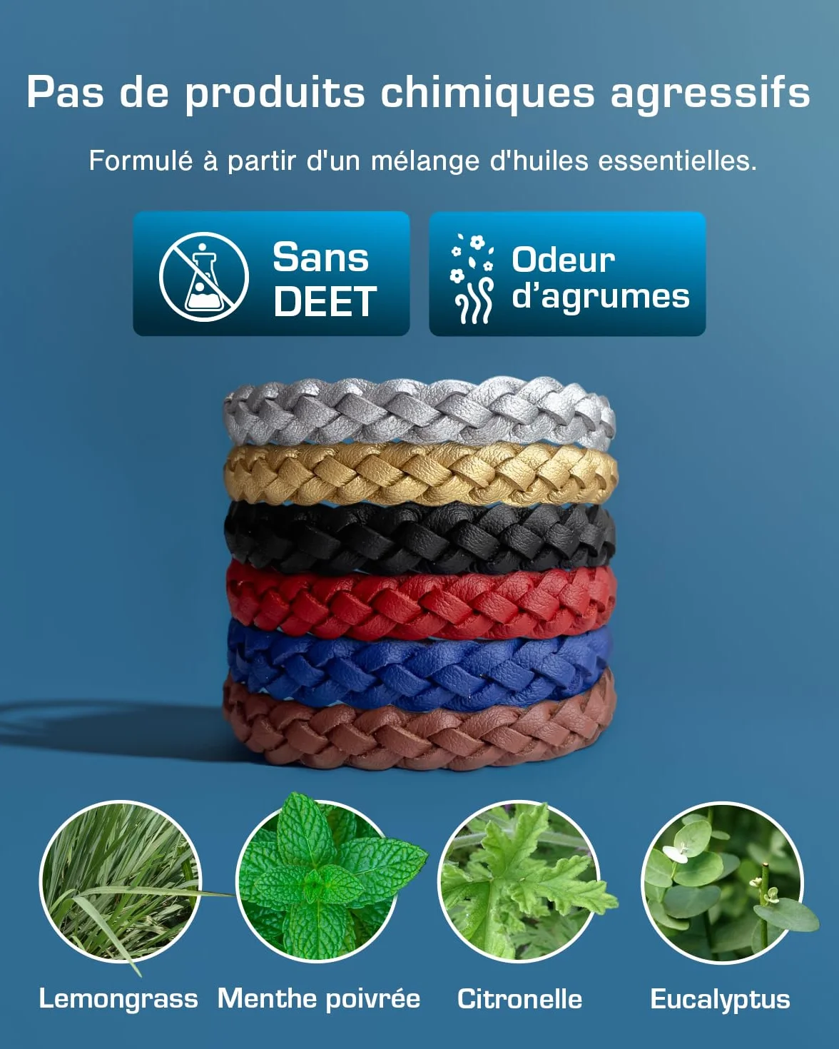 Active Era Bracelet Anti-Moustique en Cuir pour Enfant & Adulte Lot de 12 – Répulsif Naturel 100% Sans DEET, Imperméable