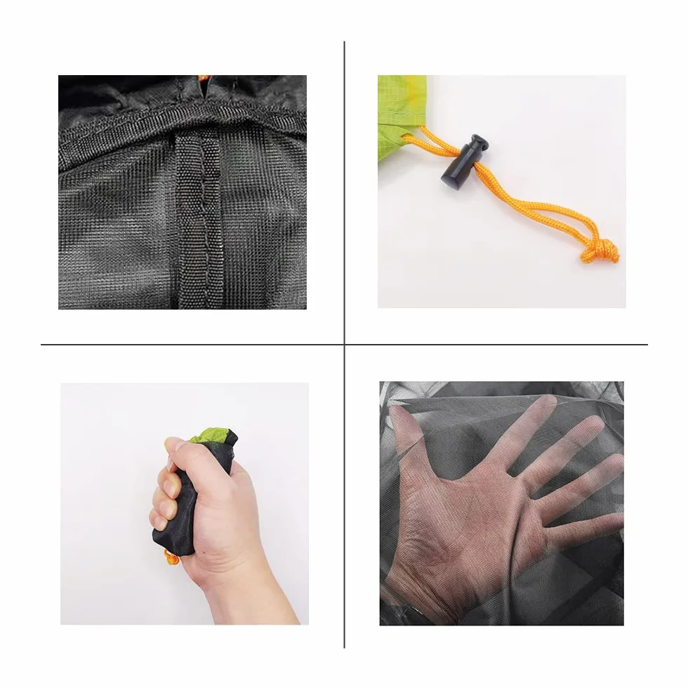 Sac Filet de Nylon Ultralight, Sac Maille Cordon, Rangement Camping Randonnée