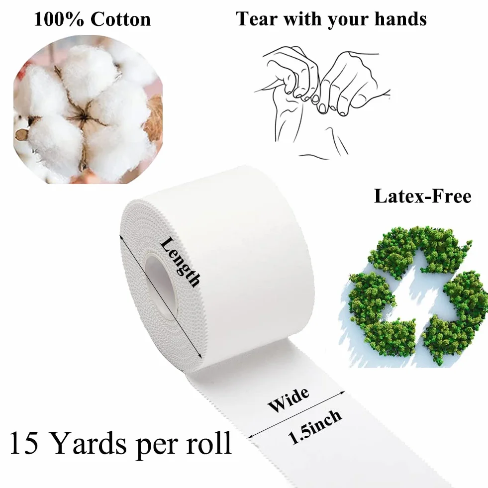 Sport Tape 3,8 cm x 10 m Ruban Adhésif Sport Blanc Inélastique Strap Hockey
