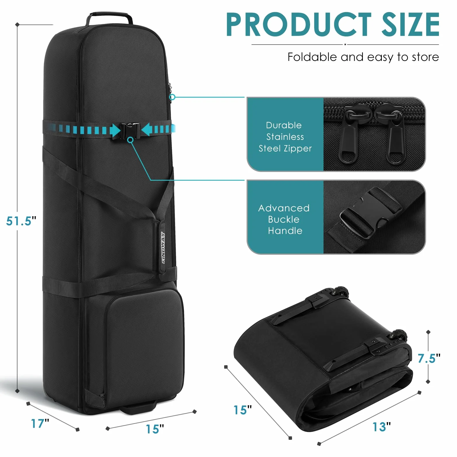 Findway Sac de Voyage pour Golf avec Roues, Tissu Oxford 900D Résistant à l'usure et Imperméable