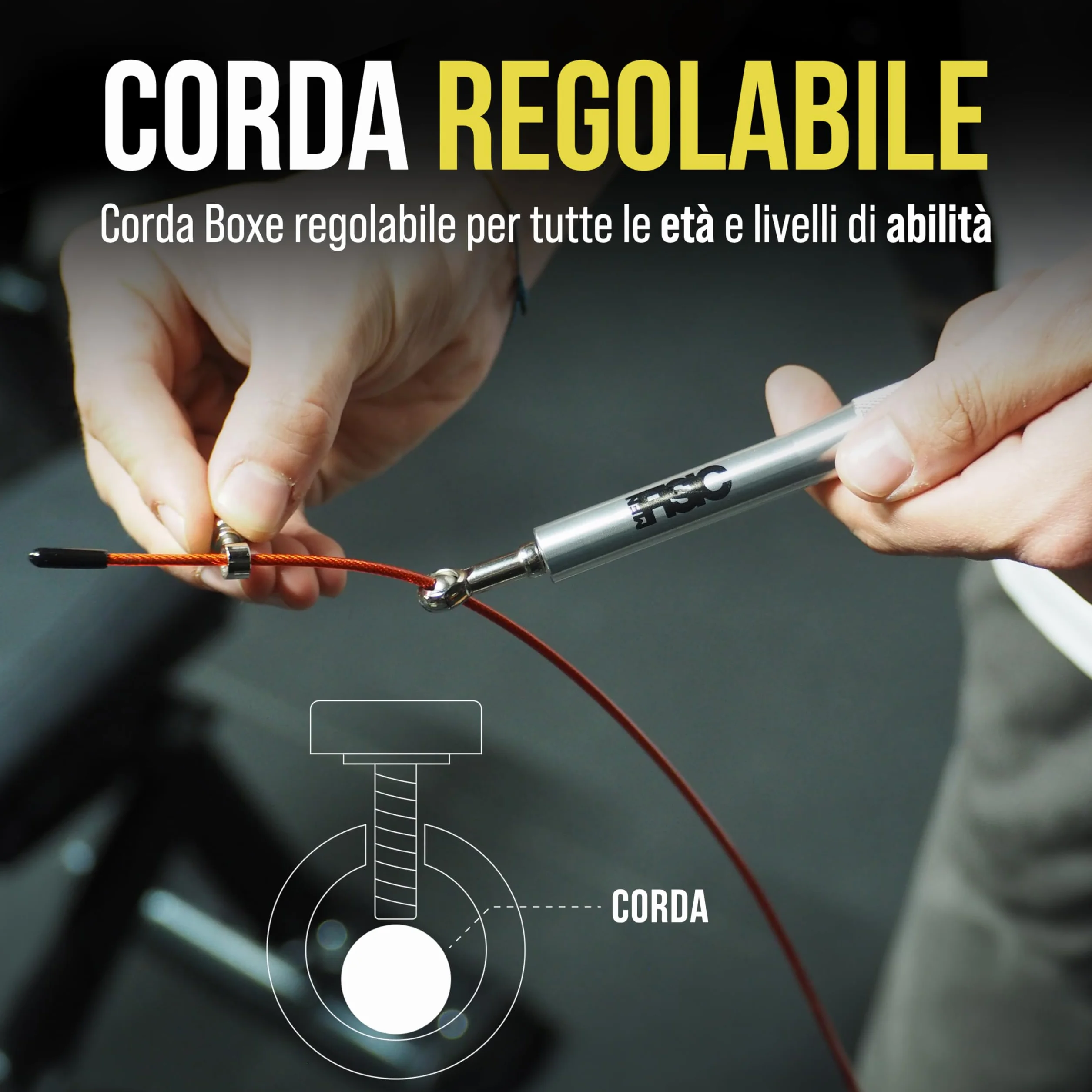 Corde à Sauter Réglable avec Roulements, Sport Fitness Cardio