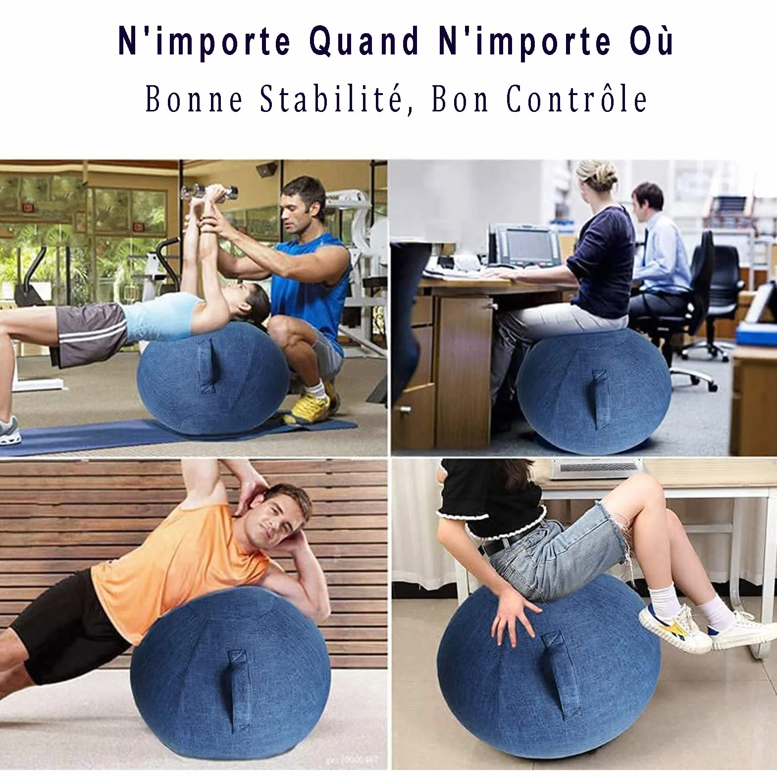 Housse Ballon Gym Swiss Ball Bureau Anti-saleté Protection Antidérapante pour Grossesse