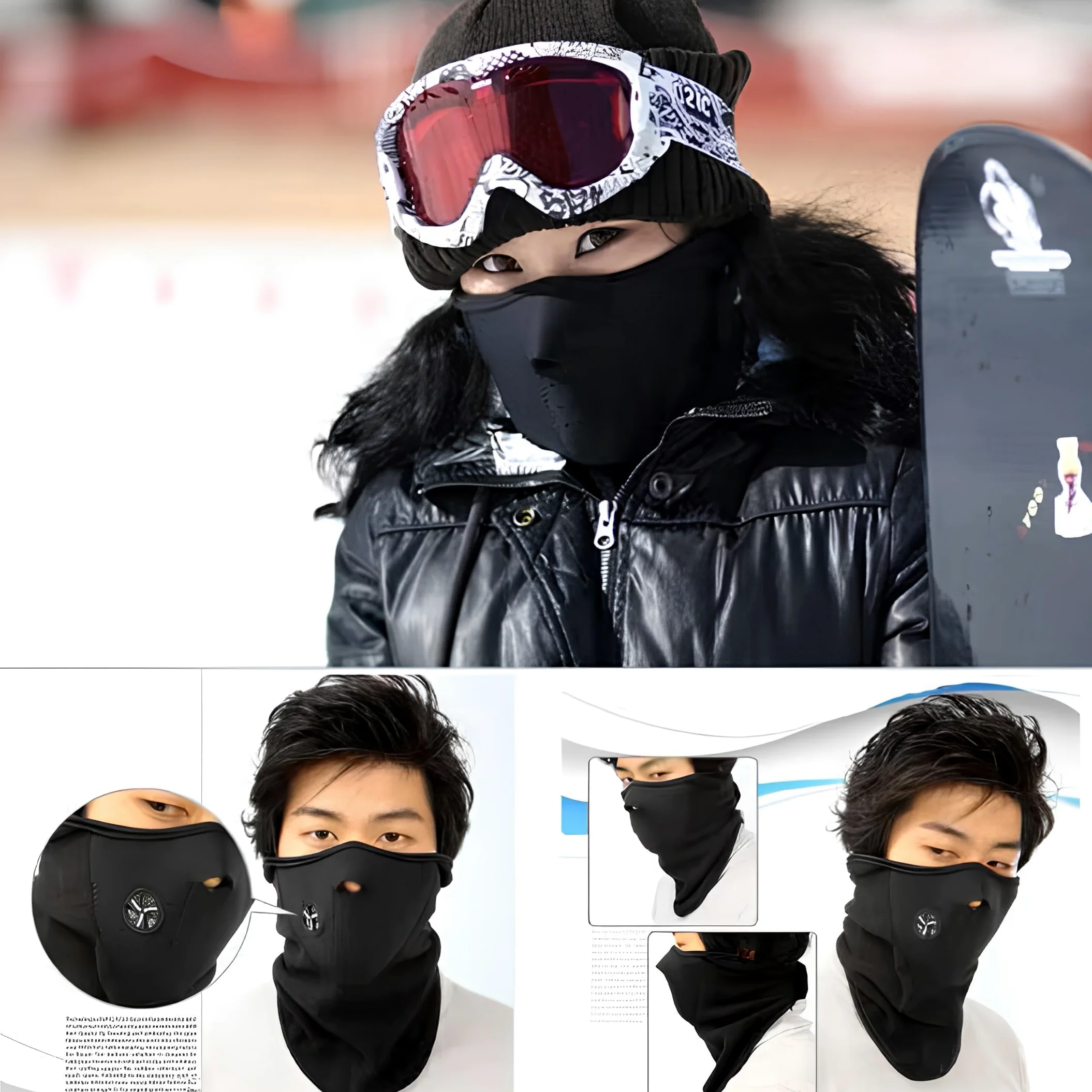 PHMAX - Masque de ski pour homme et femme, lunettes de ski snowboard motoneige sans monture 100% UV400, anti-buée, masque de ski d'hiver