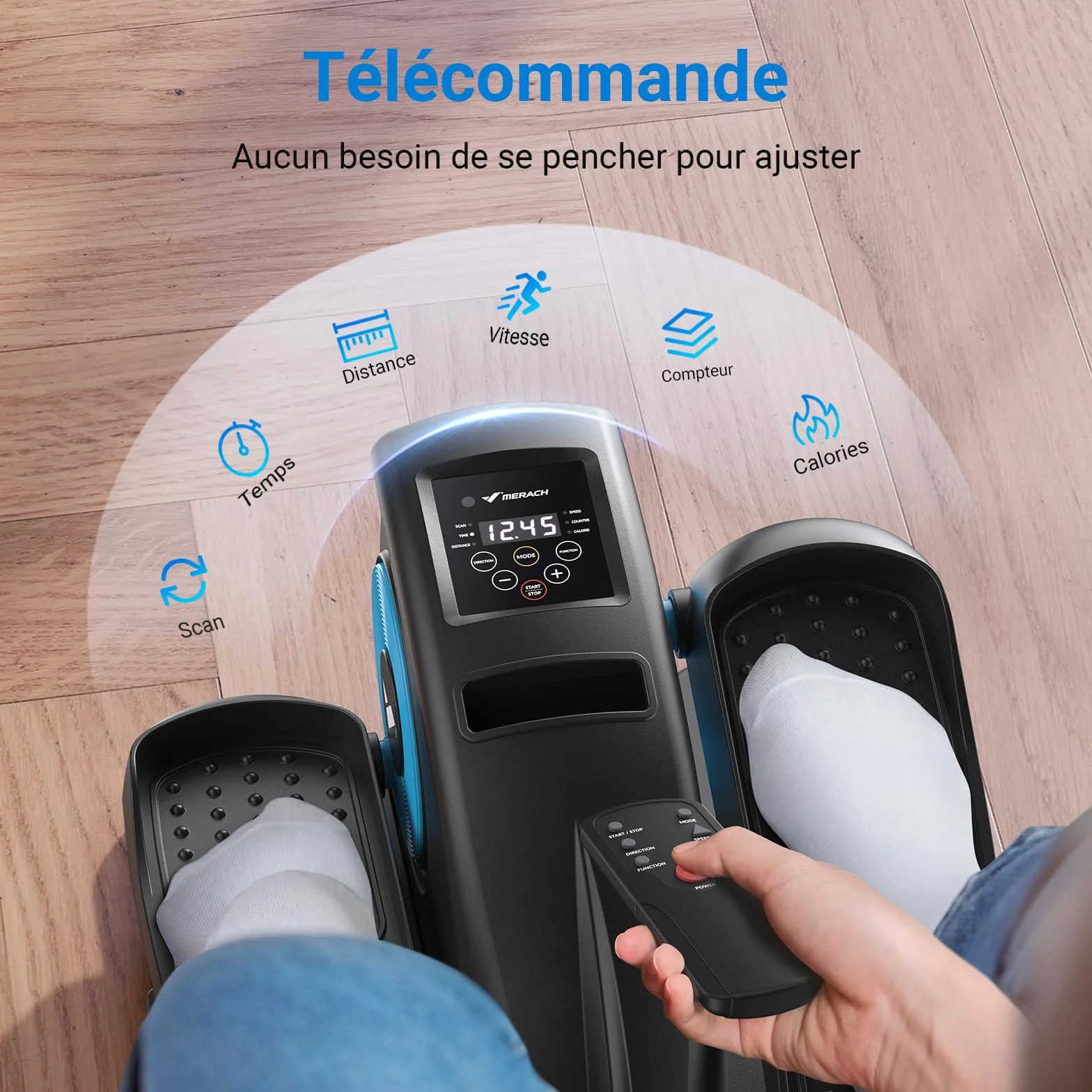 MERACH Mini Vélo Elliptique Électrique avec Télécommande et Écran LCD, Silencieux et Portable pour Maison