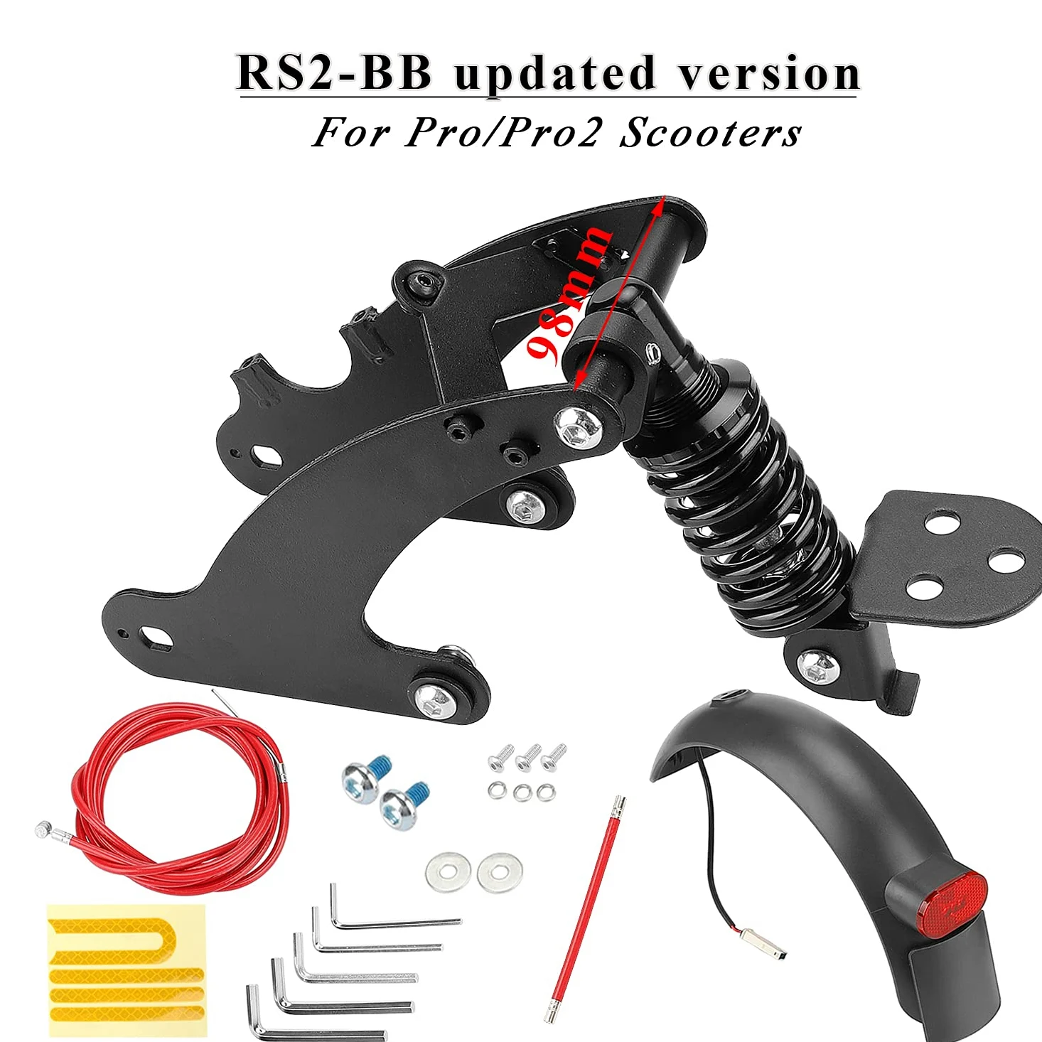 通用 Fututech Kit Suspension Arrière Scooter Electrique pour Xiaomi Pro Pro2 Amortisseur Garde-Boue Feu Arrière Accessoires Trottinettes Modification (Noir pour Pro Pro2)