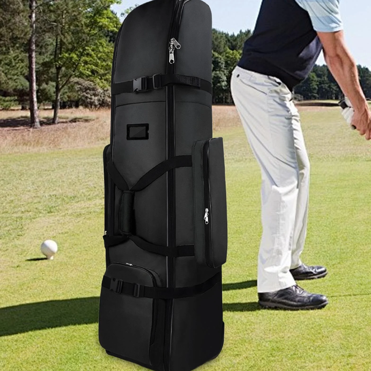 Sacs De Voyage De Golf à roulettes 33x35x135cm Housse D'aviation Pliable