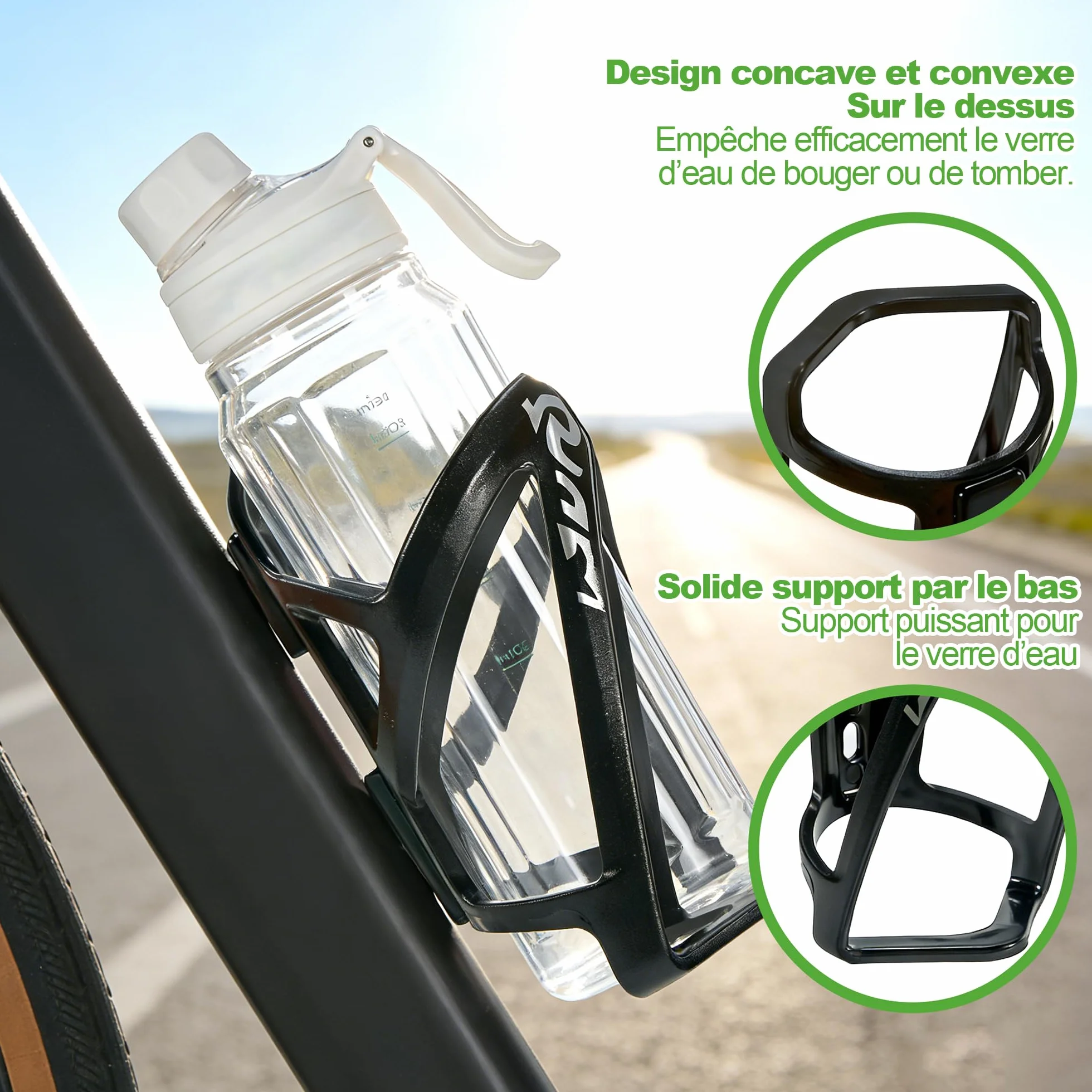 Lot de 2 Porte Bouteille de Vélo, Porte Gourde Velo en Plastique PC Haute Résistance pour VTT et Vélo de Route