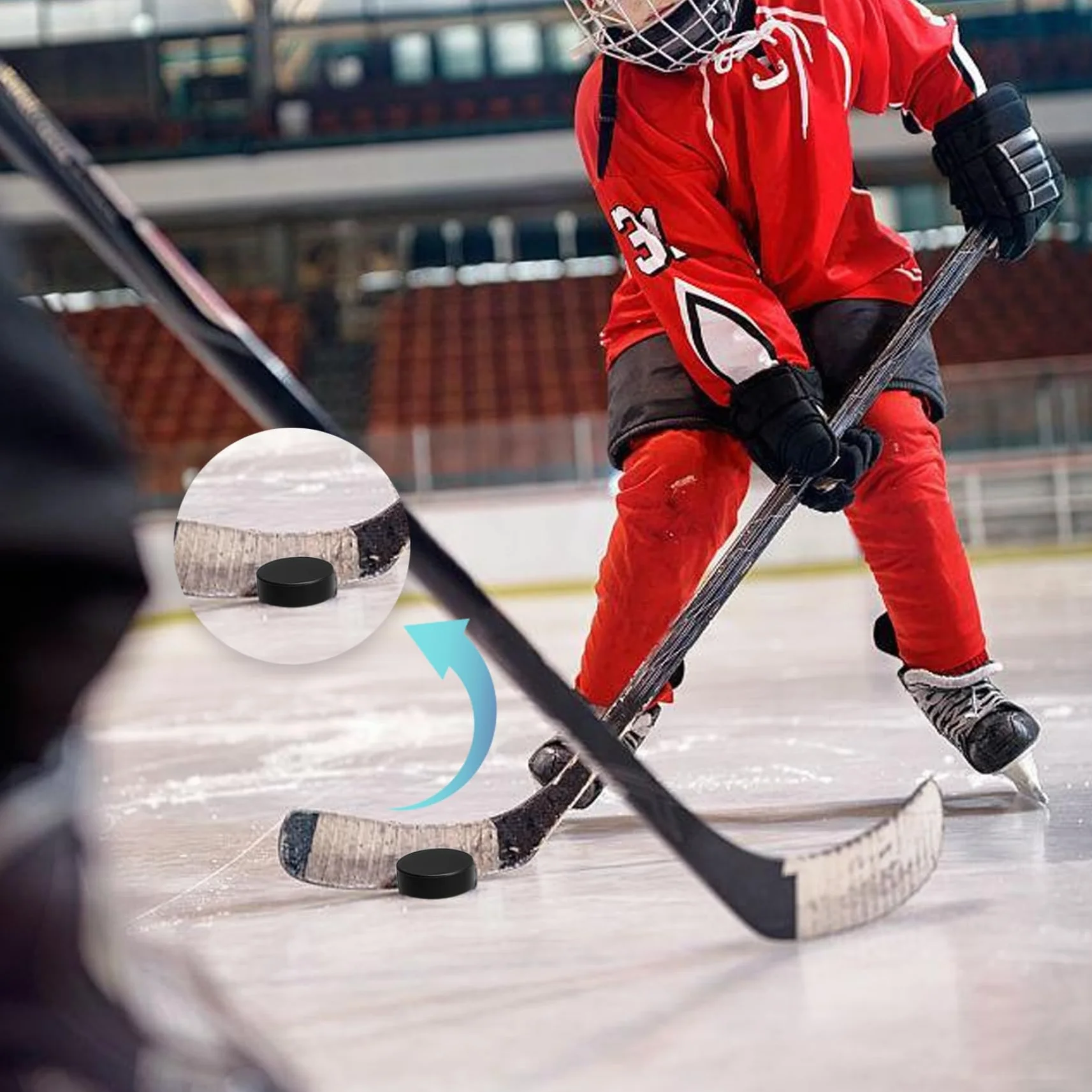Lot de 4 palets de hockey sur glace en mousse noirs pour entraînement intérieur