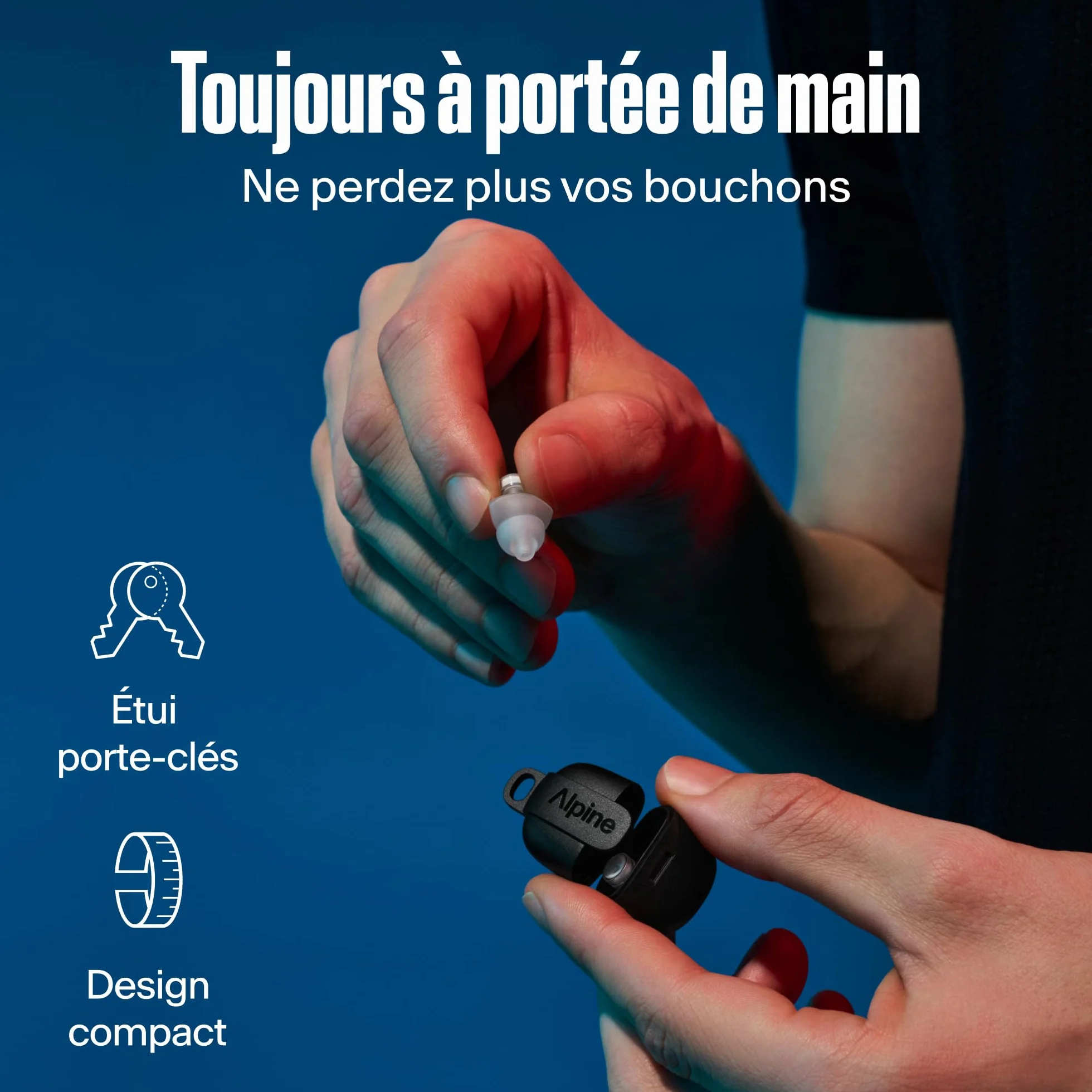 Alpine PartyPlug Pro Bouchons d'Oreilles Hi-Fi Protection Auditive 21dB 3 Tailles Noir
