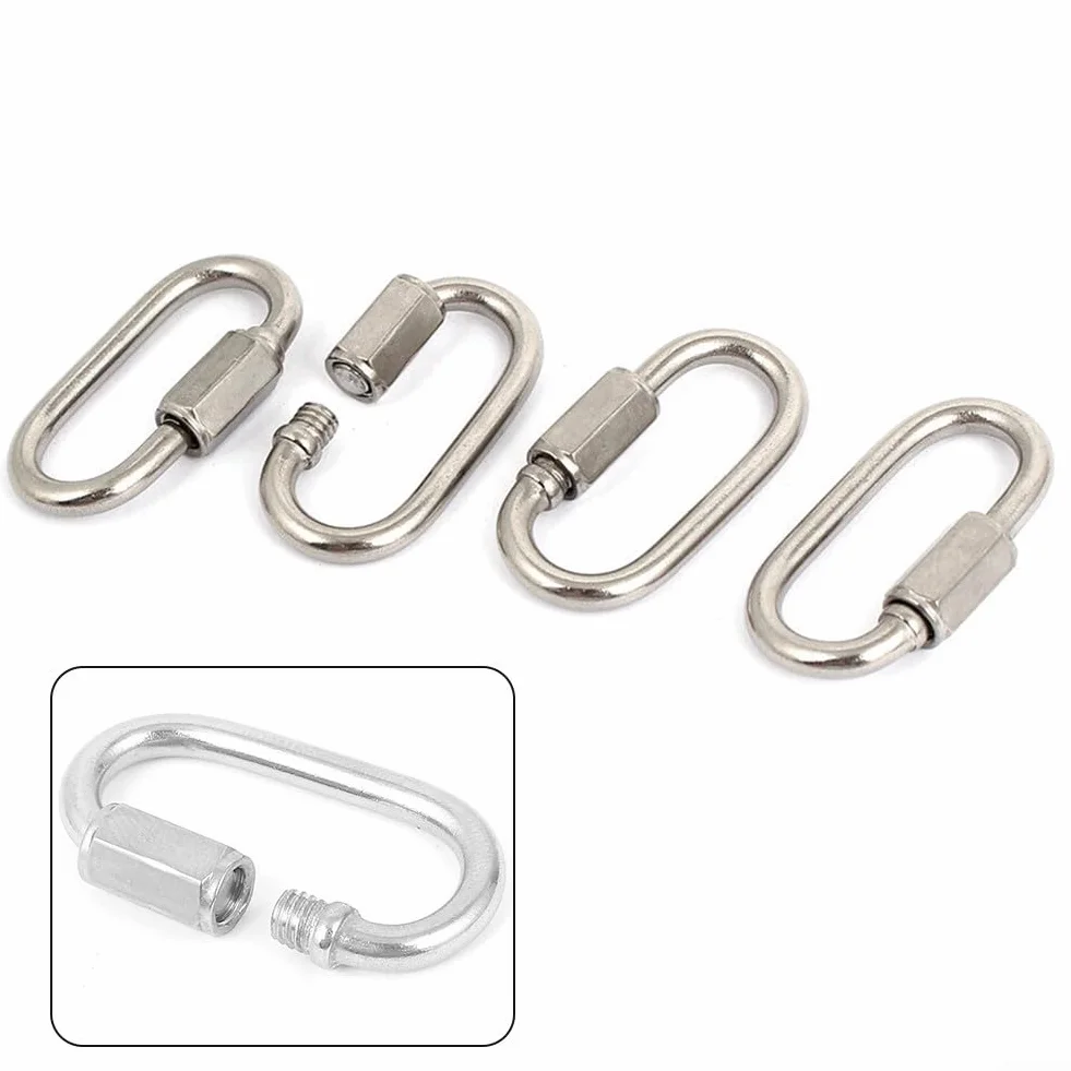 Mousquetons à maillons rapides en acier inoxydable 3,5 mm lot de 4 pour extérieur