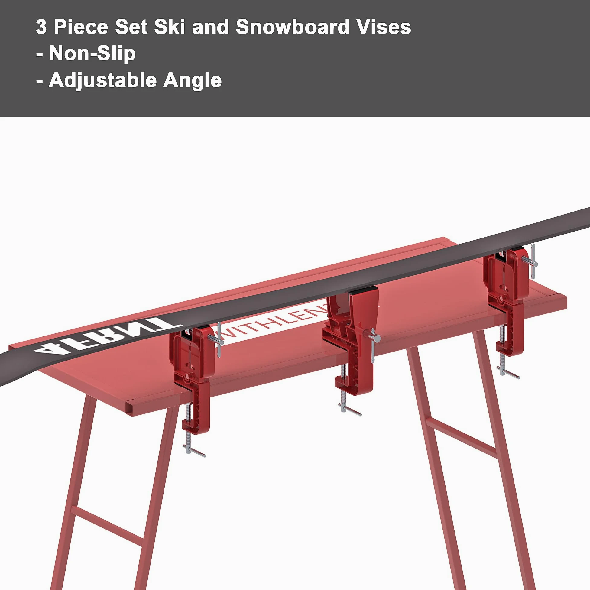 WITHLENT Support de Ski – Alpine Ski Vise Pro pour Le réglage du Ski et la Croissance, Angle et Hauteur réglables Durable et Stable – Ouverture de mâchoires jusqu'à 105 mm