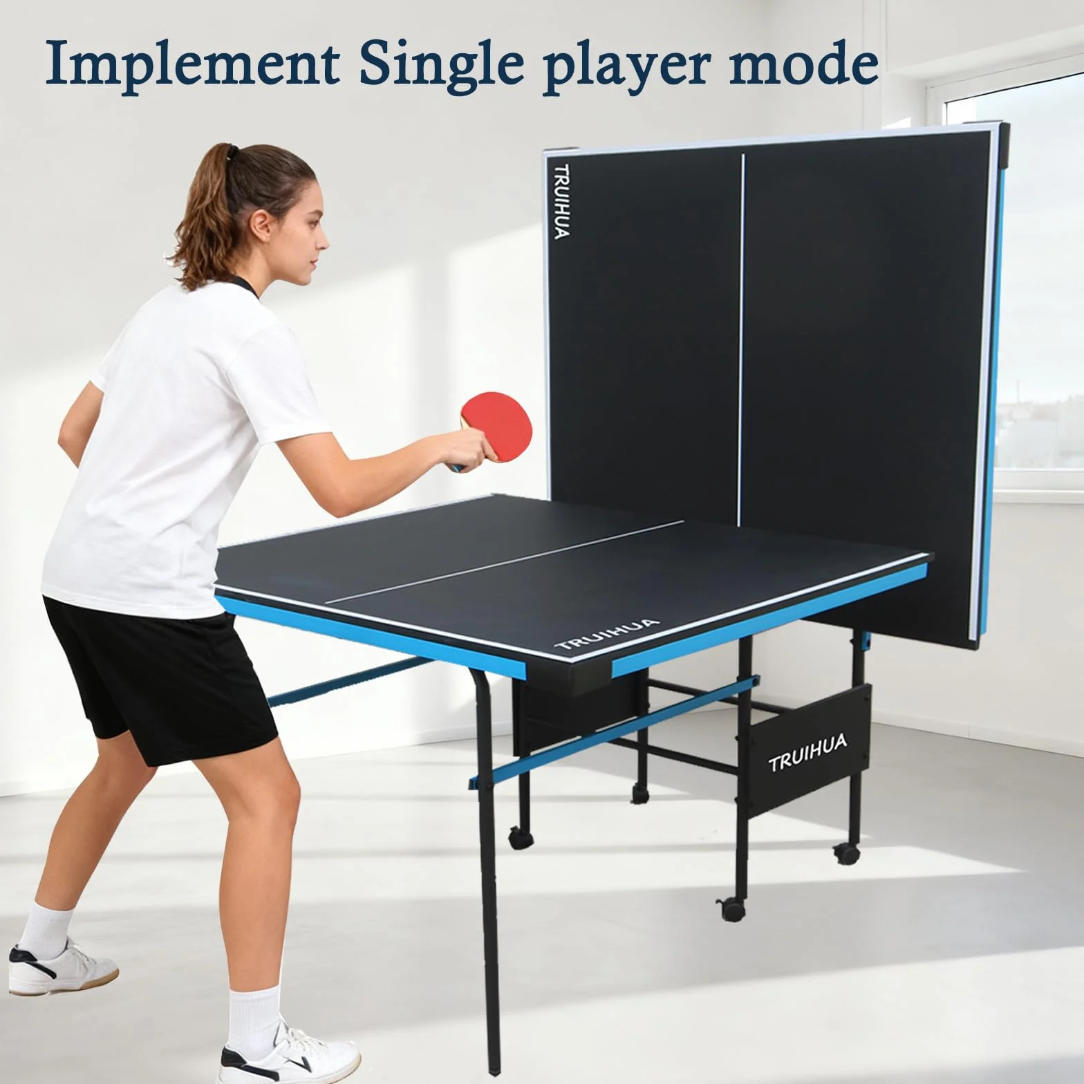 Table de Ping-Pong Pliable 7FT 210x117x76 cm avec Raquettes et Filet Intérieur Extérieur Enfant