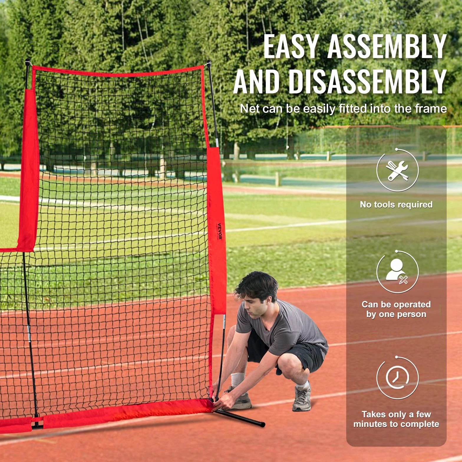 VEVOR Écran Protecteur de Baseball en Forme de L, Filet de Protection Softball 240x214 cm, Portable avec Sac de Transport