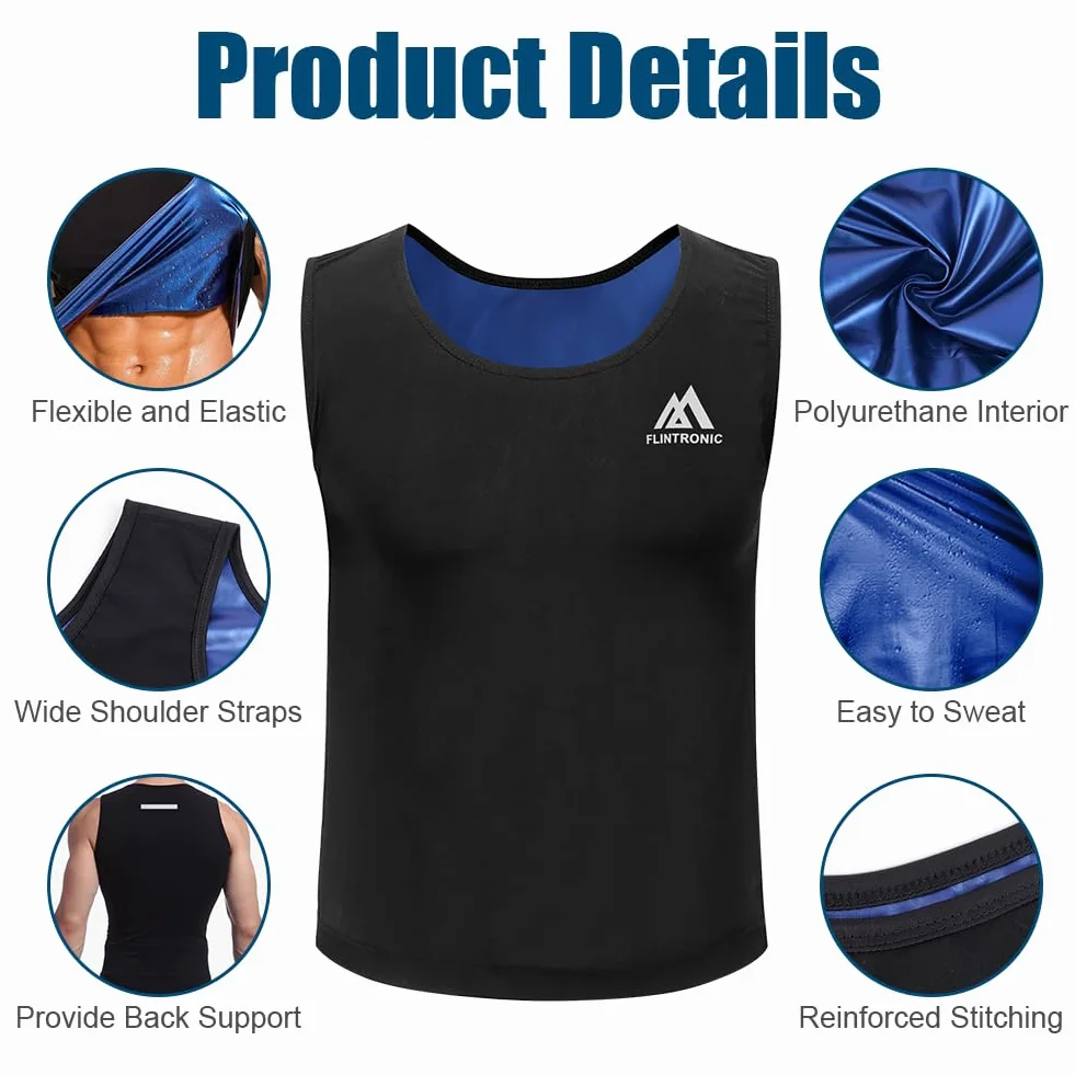 Flintronic Gilet de Sueur de Sauna pour Hommes, Débardeur Sudation Amincissant Ventre, T Shirt Sudation Homme