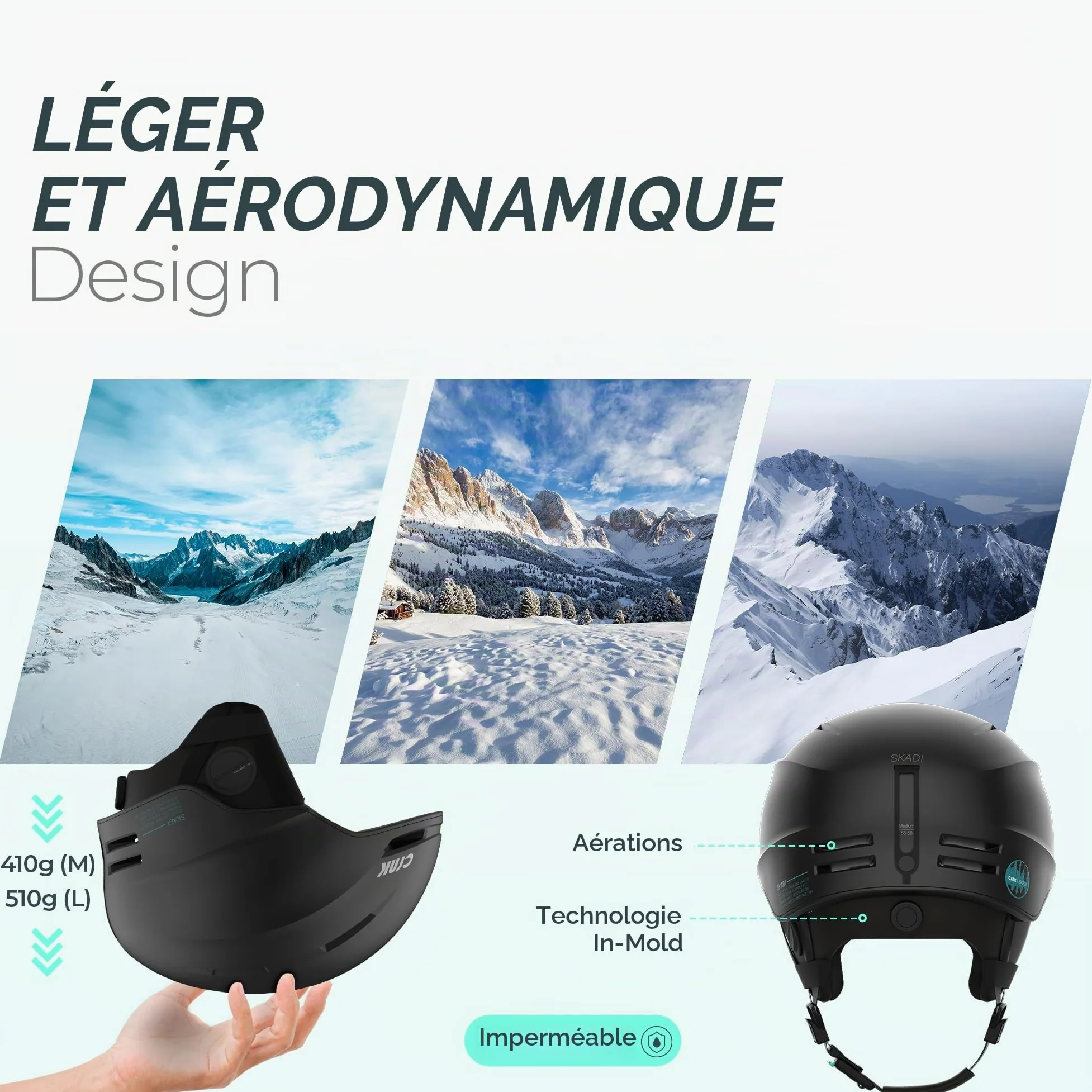CRNK Skadi Casque de Ski Bluetooth - Casque Ski Homme - Casque Ski Femme - Casques de Ski - Casque Snowboard - Ski Homme - Casque de Ski Homme - Ski Bluetooth - Casque Ski Noir - Noise Cancelling
